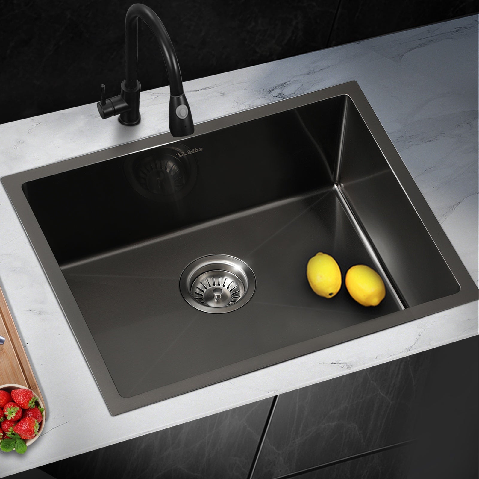 Welba Kitchen Stainless Steel Sink Bathroom Basin Single Bowl Under/Top Mount - Sunyee