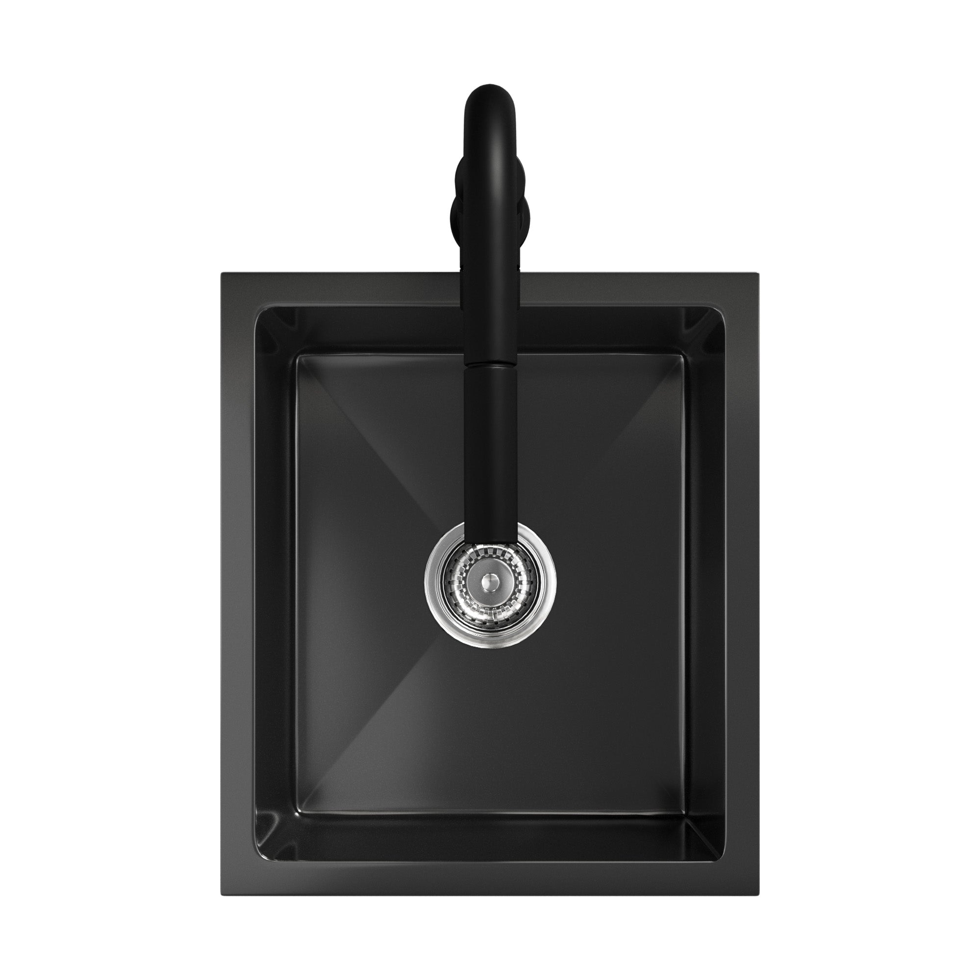 Welba Kitchen Sink 44X38CM With Pull Out Mixer Tap Stainless Steel Basin Black - Sunyee