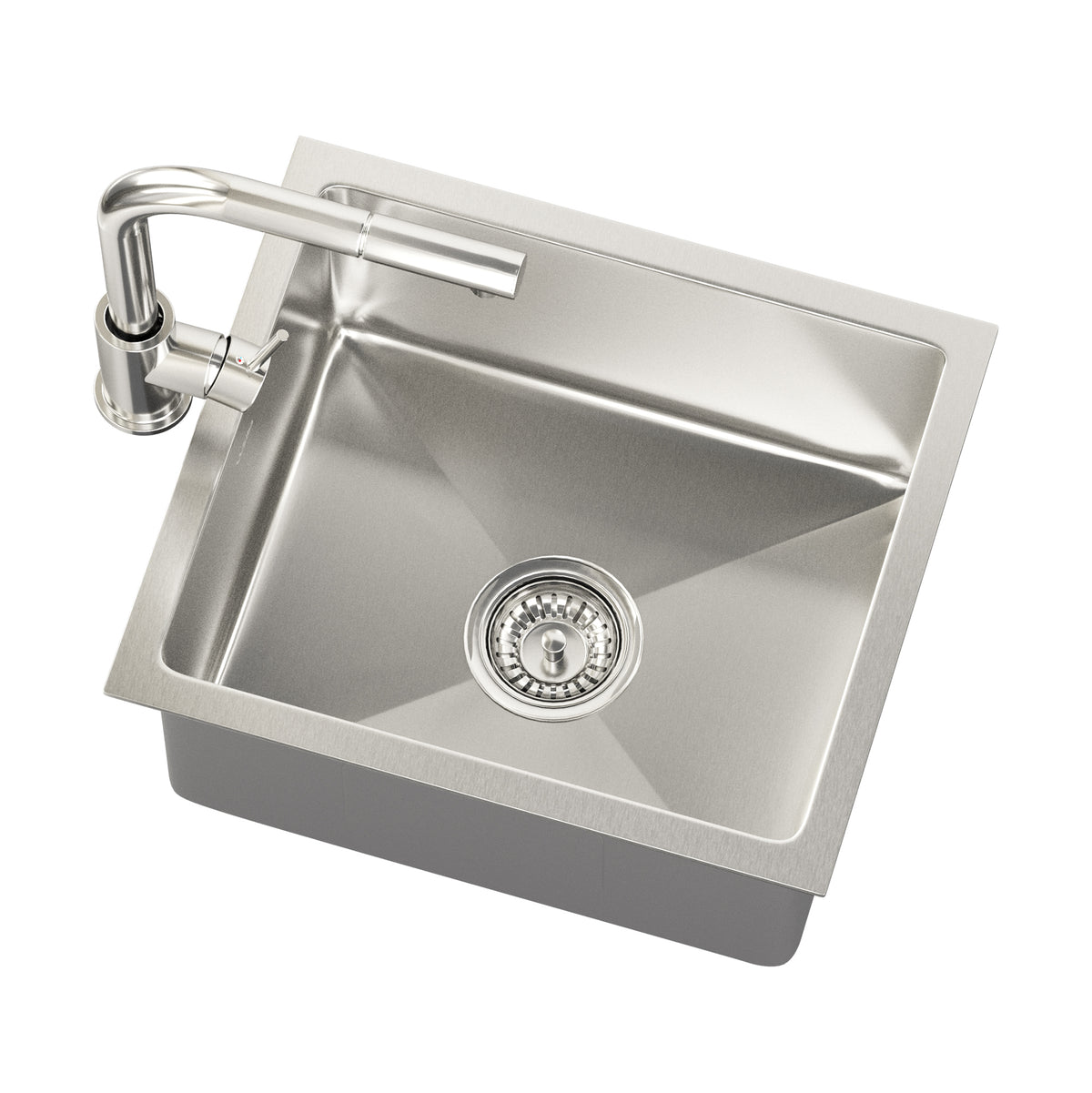 Welba Kitchen Sink 44X38CM With Pull Out Mixer Tap Stainless Steel Single Bowl - Sunyee