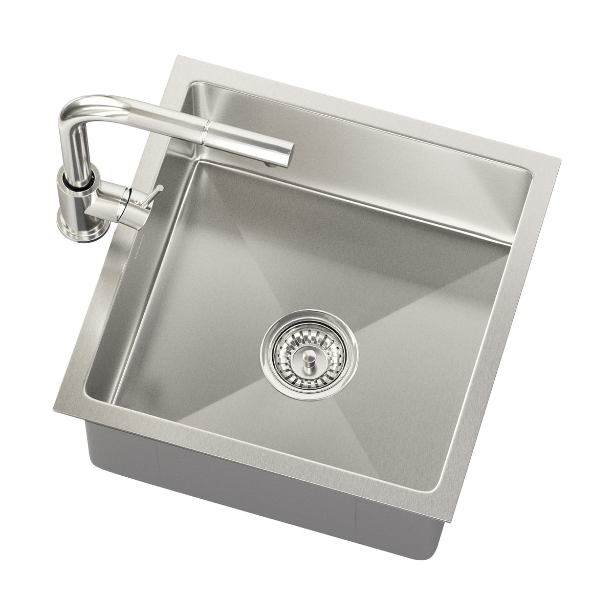 Welba Kitchen Sink 44X44CM With Pull Out Mixer Tap Stainless Steel Single Bowl - Sunyee