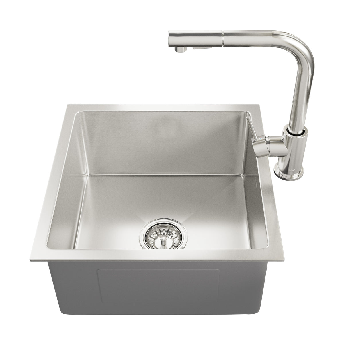 Welba Kitchen Sink 44X44CM With Pull Out Mixer Tap Stainless Steel Single Bowl - Sunyee