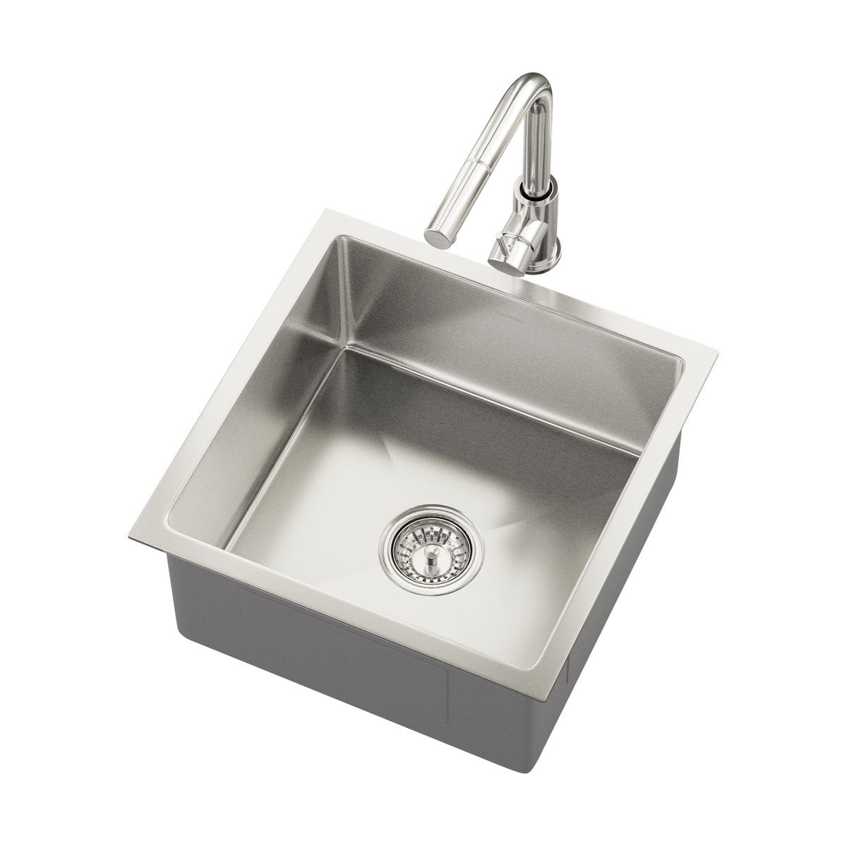Welba Kitchen Sink 44X44CM With Pull Out Mixer Tap Stainless Steel Single Bowl - Sunyee