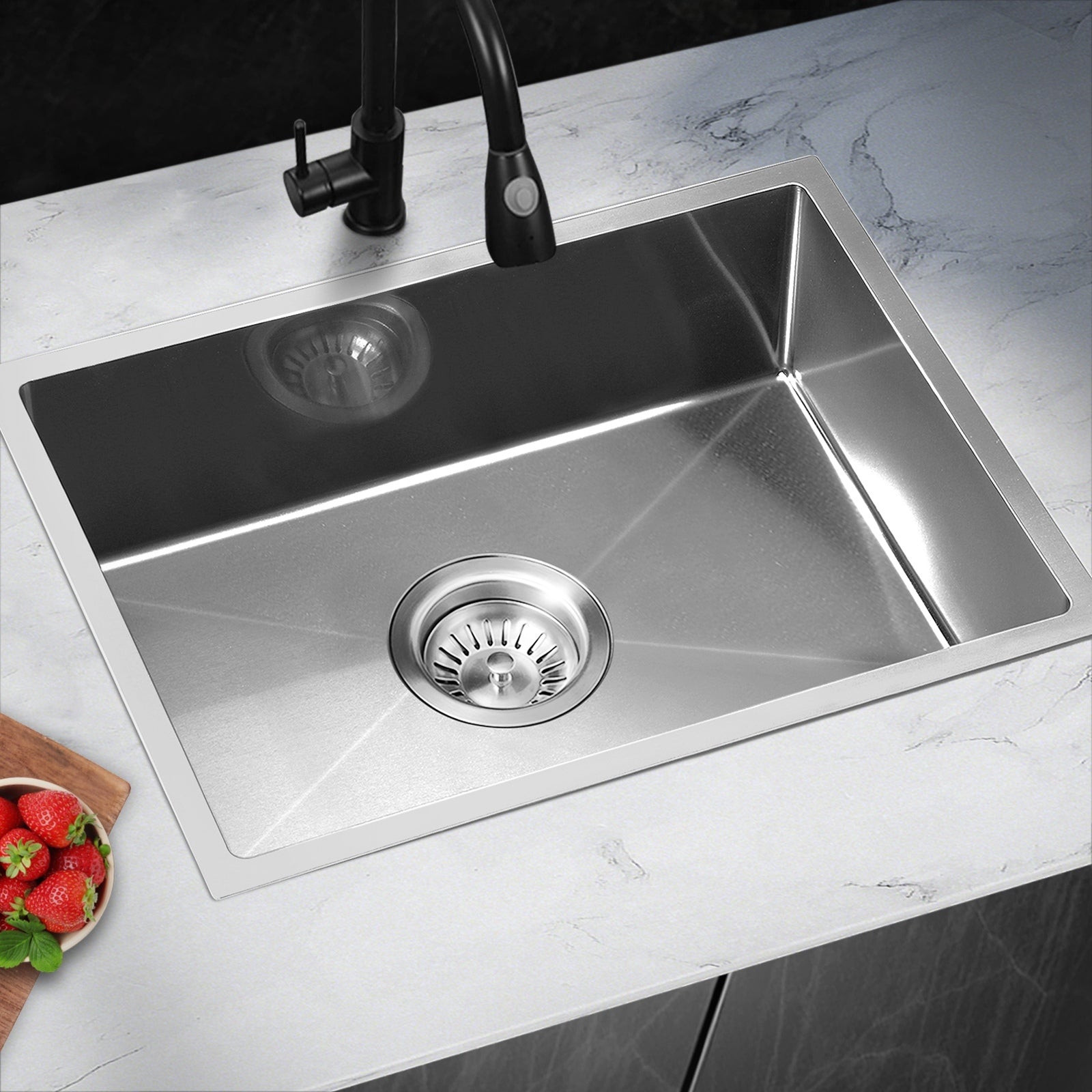 Welba Kitchen Sink Stainless Steel Single Double Bowl Basin With Waste Silver - Sunyee
