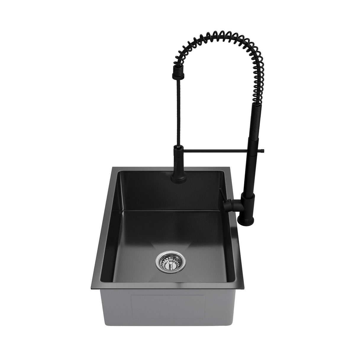 Welba Kitchen Sink 58X44CM With Pull Out Mixer Tap Stainless Steel Basin Black - Sunyee