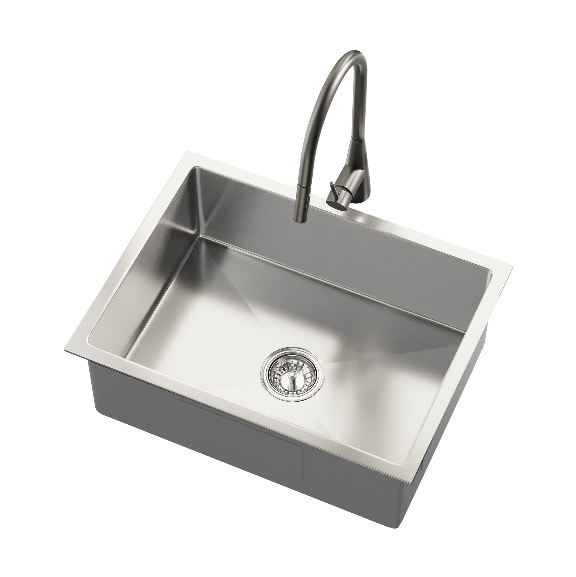 Welba Kitchen Sink 60X45CM With Pull Out Mixer Tap Stainless Steel Single Bowl - Sunyee