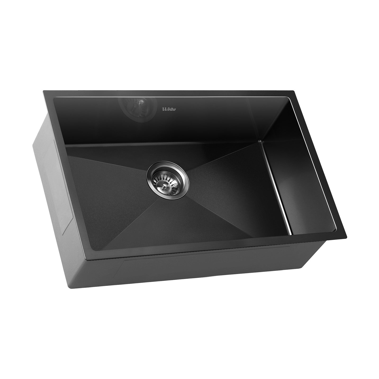 Welba Kitchen Sink 70X45CM Stainless Steel Single Bowl Basin With Waste Black - Sunyee