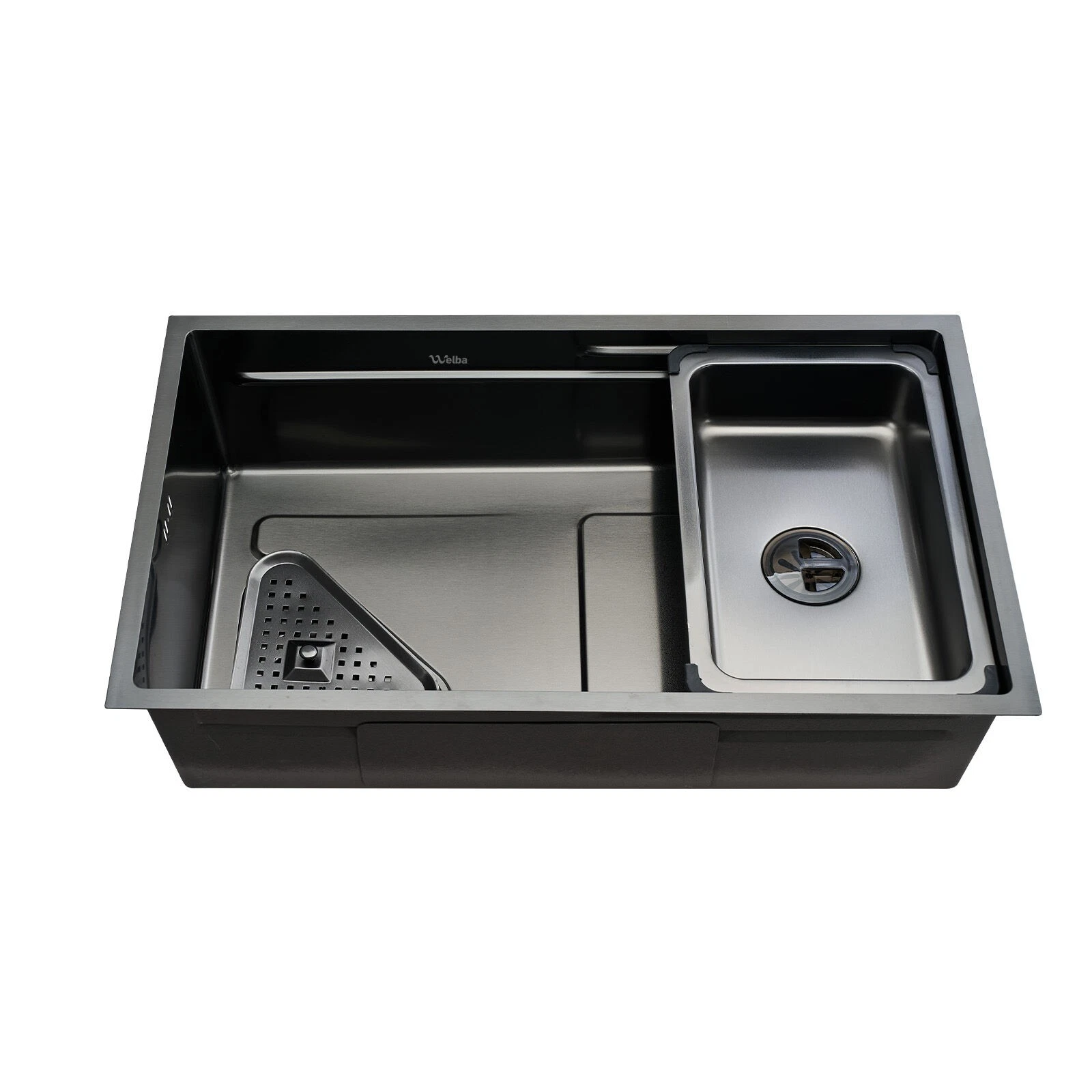 Welba Kitchen Sink 75X45CM Stainless Steel Single Bowl Basin With Waste Black - Sunyee