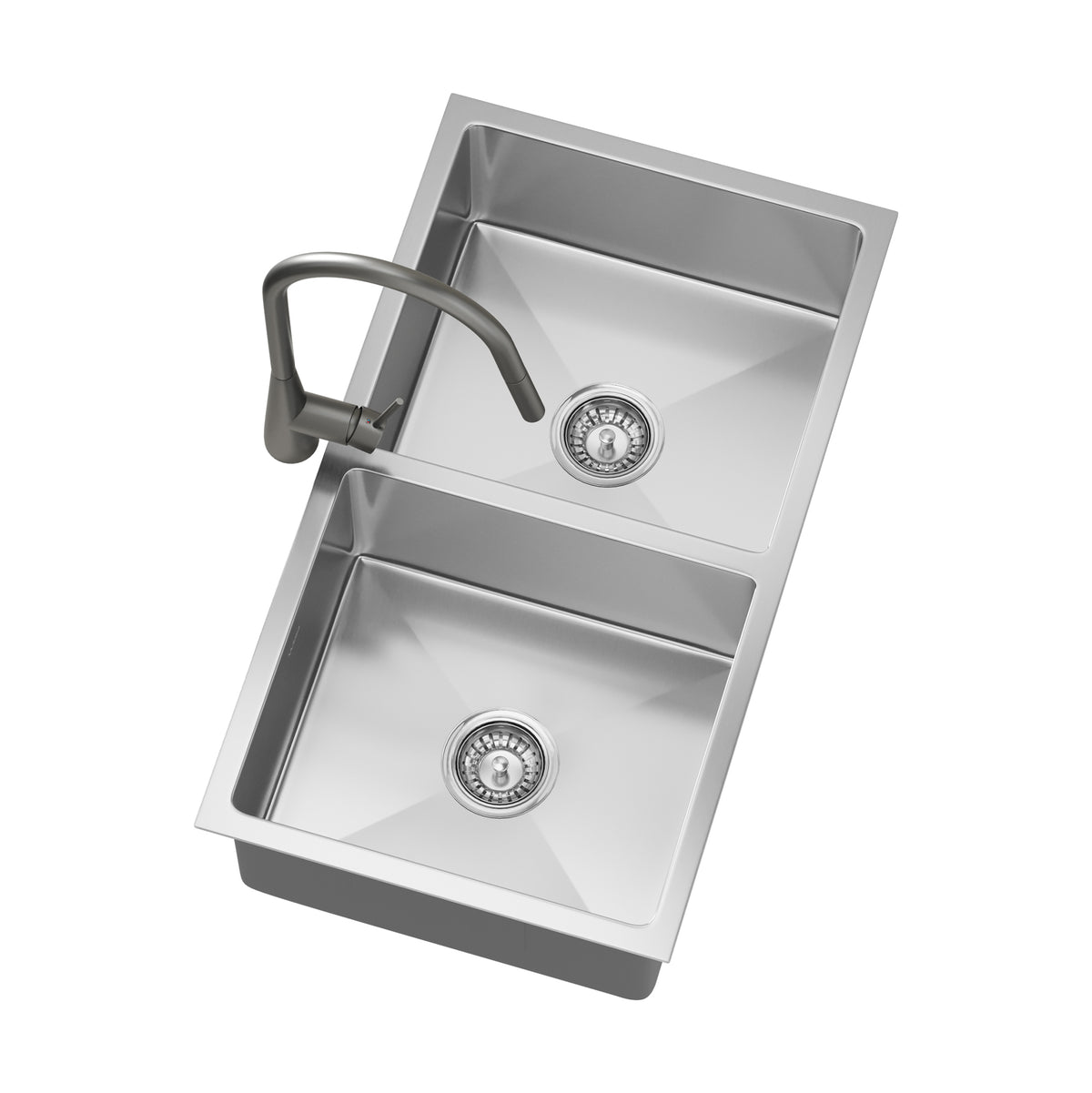 Welba Kitchen Sink 76X44CM With Pull Out Mixer Tap Stainless Steel Double Bowl - Sunyee