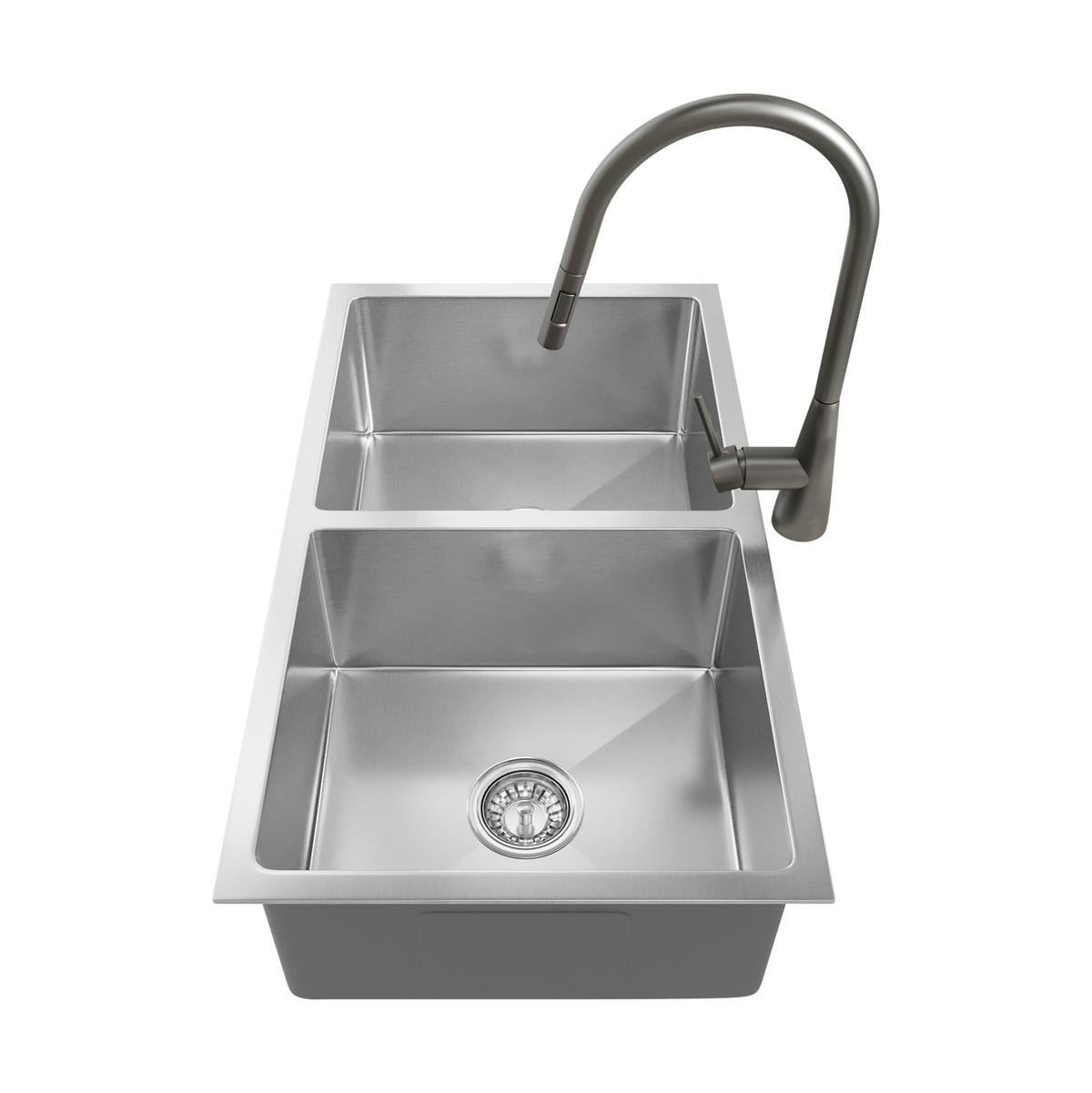Welba Kitchen Sink 76X44CM With Pull Out Mixer Tap Stainless Steel Double Bowl - Sunyee