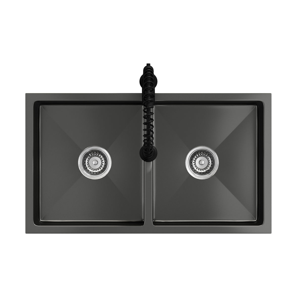 Welba Kitchen Sink 76X44CM With Pull Out Mixer Tap Stainless Steel Basin Black - Sunyee