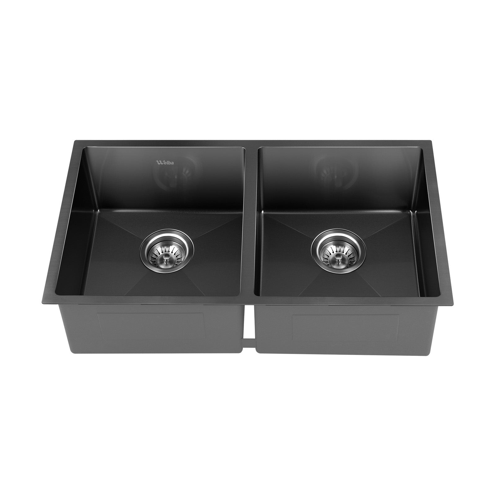 Welba Kitchen Sink Stainless Steel Basin Double Under/Top/Flush Mount Black - Sunyee