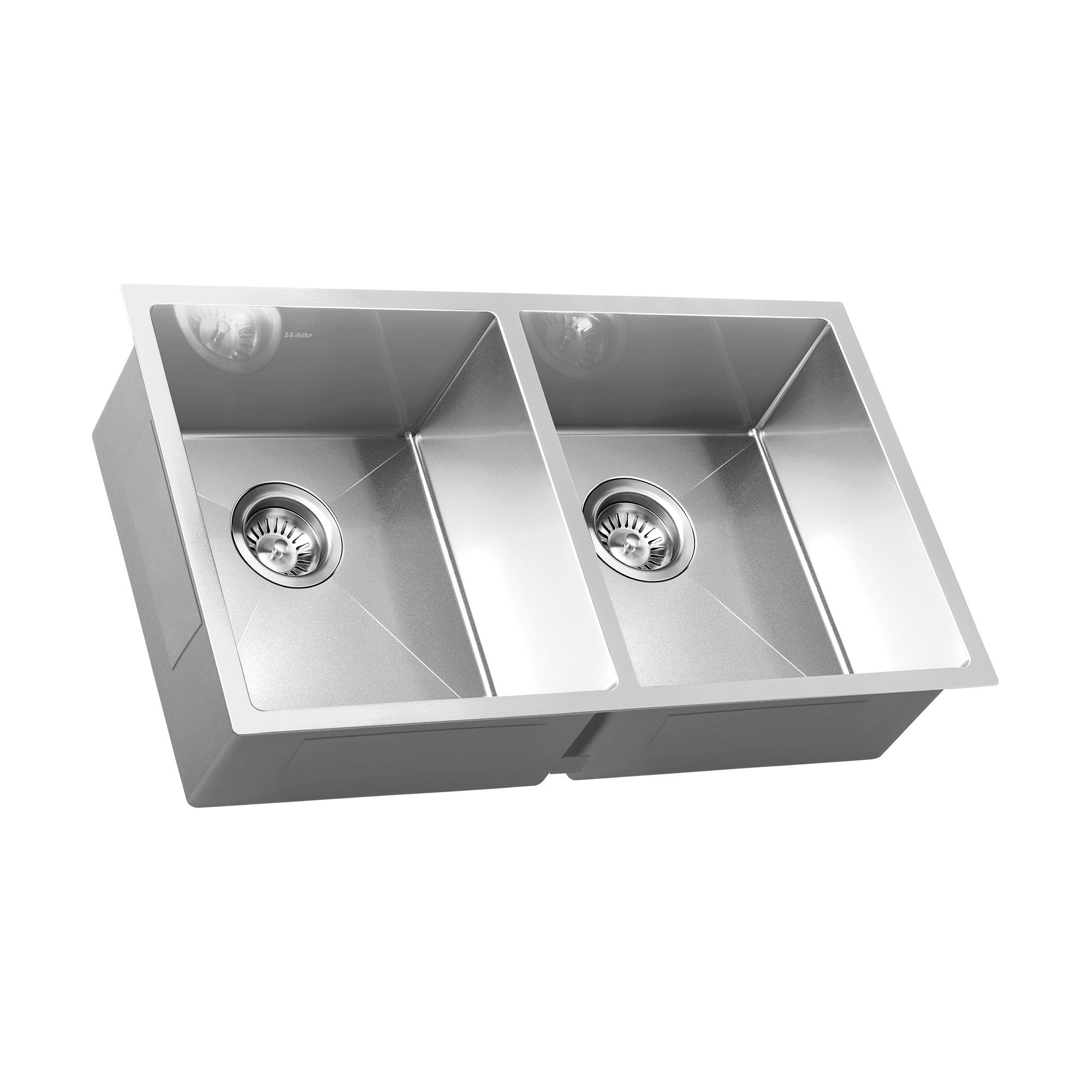 Welba Kitchen Sink Stainless Steel Basin Double Under/Top/Flush Mount 76X44CM - Sunyee