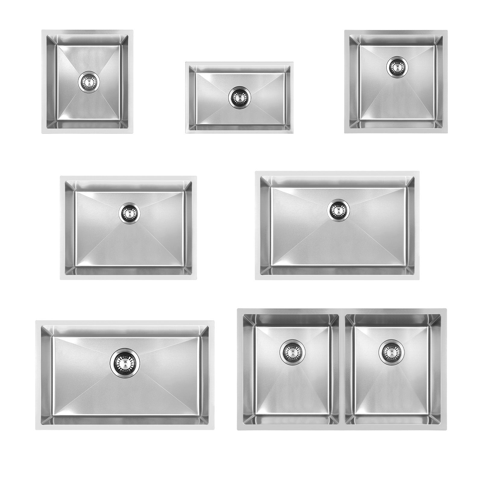 Welba Kitchen Sink Stainless Steel Single Double Bowl Basin With Waste Silver