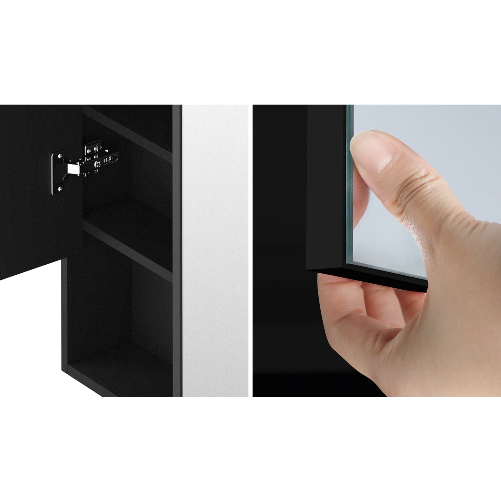 Welba Bathroom Mirror Cabinet LED Medicine Shaving Wall Storage 750x750mm Black - Sunyee