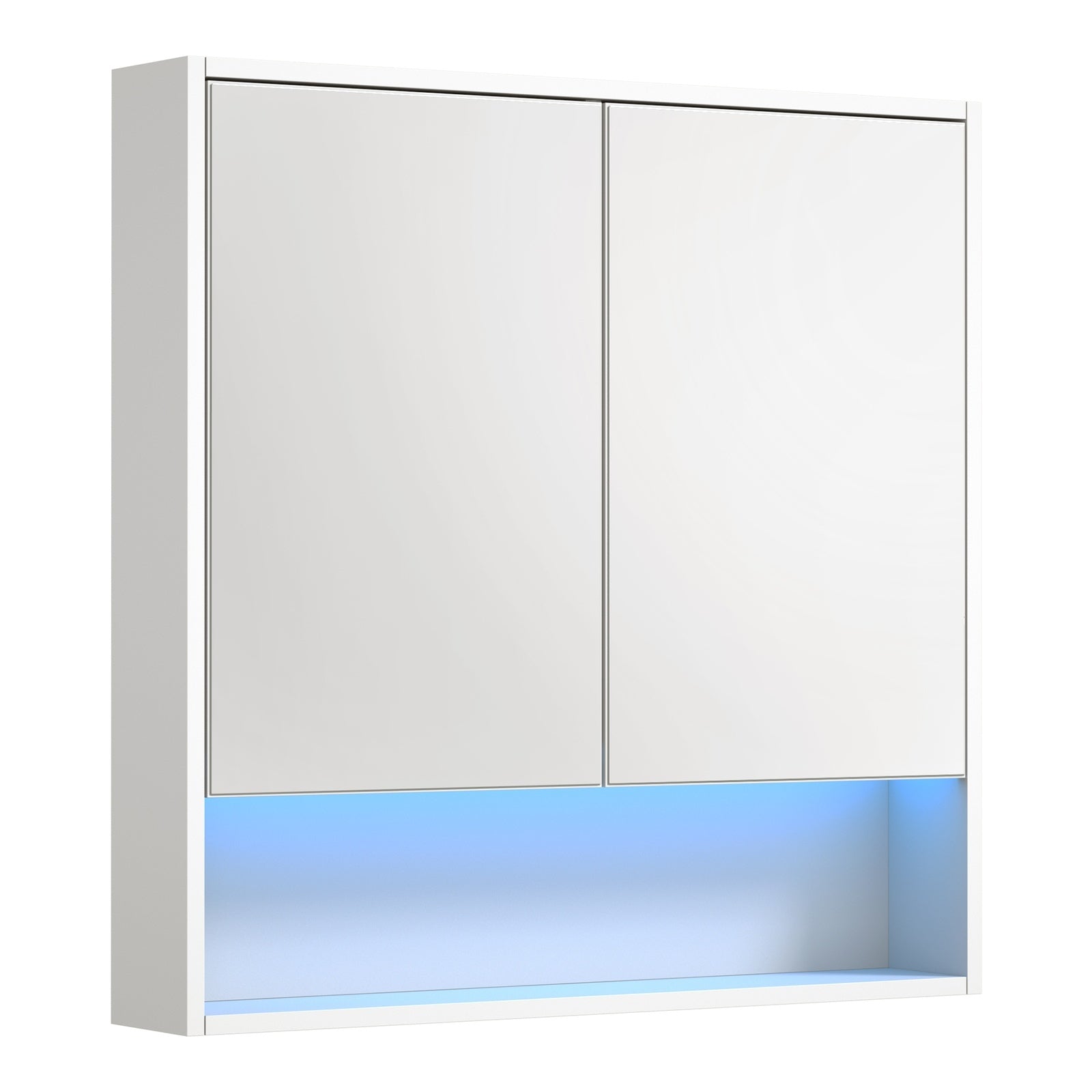 Welba Bathroom Mirror Cabinet LED Light Medicine Shaving Wall Storage 750x750mm - Sunyee