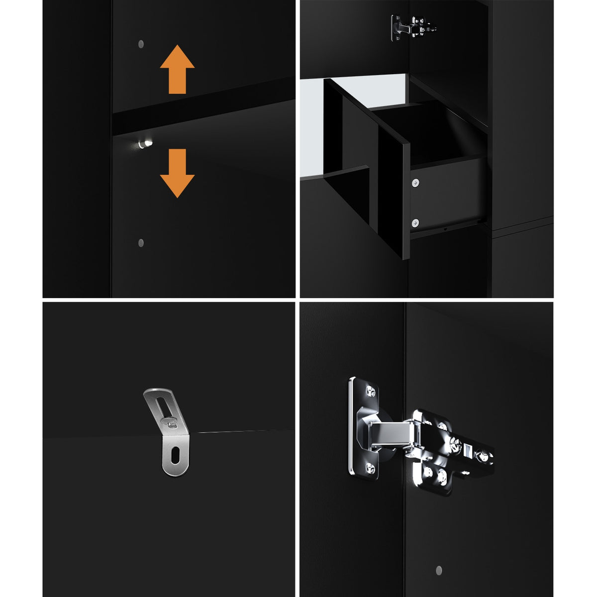 Oikiture Tall Bathroom Cabinet Storage Laundry Slim Toilet Floor Cupboard Black - Sunyee