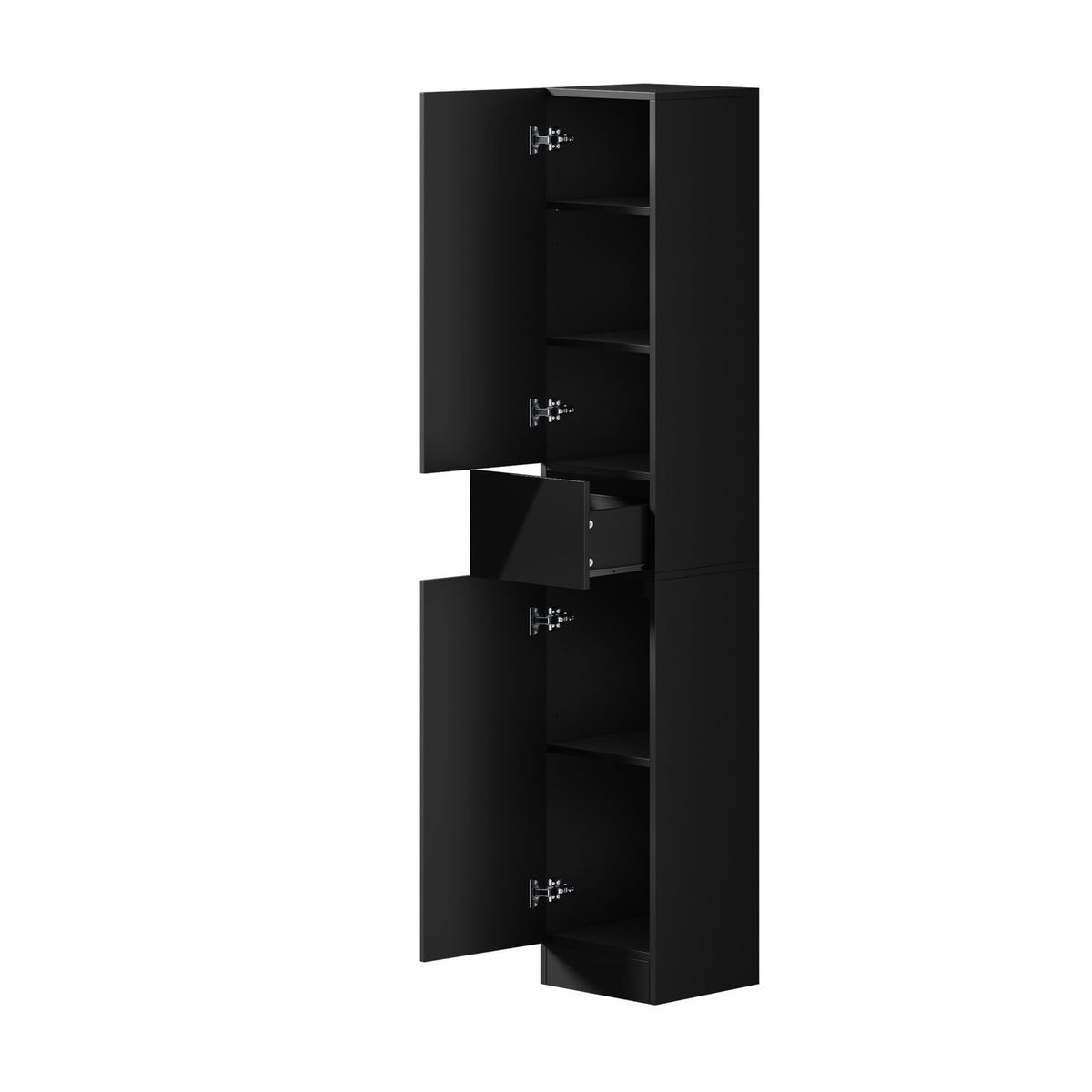 Oikiture Tall Bathroom Cabinet Storage Laundry Slim Toilet Floor Cupboard Black - Sunyee