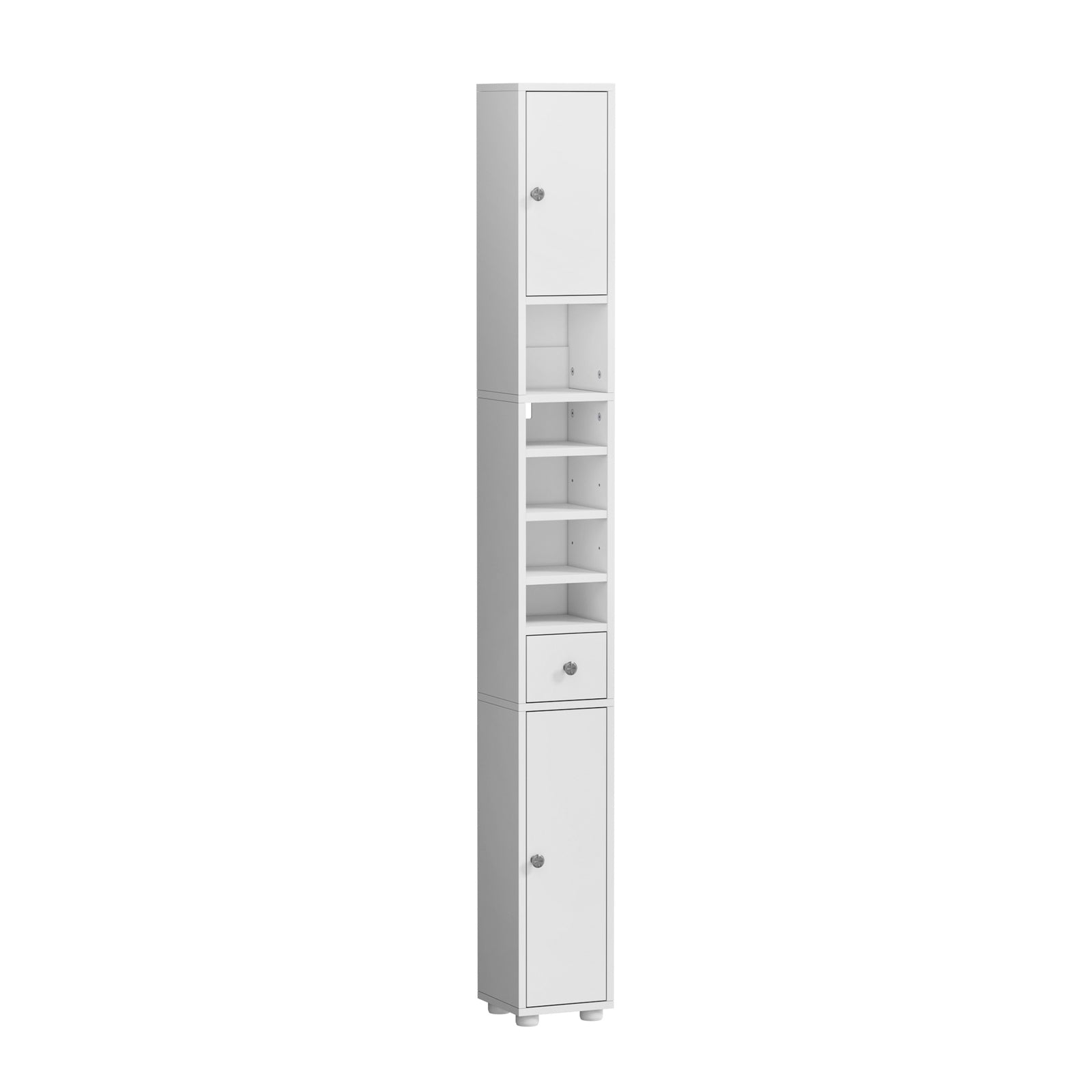 Oikiture Tall Bathroom Storage Cabinet Shelf Drawer Tallboy Cupboard White