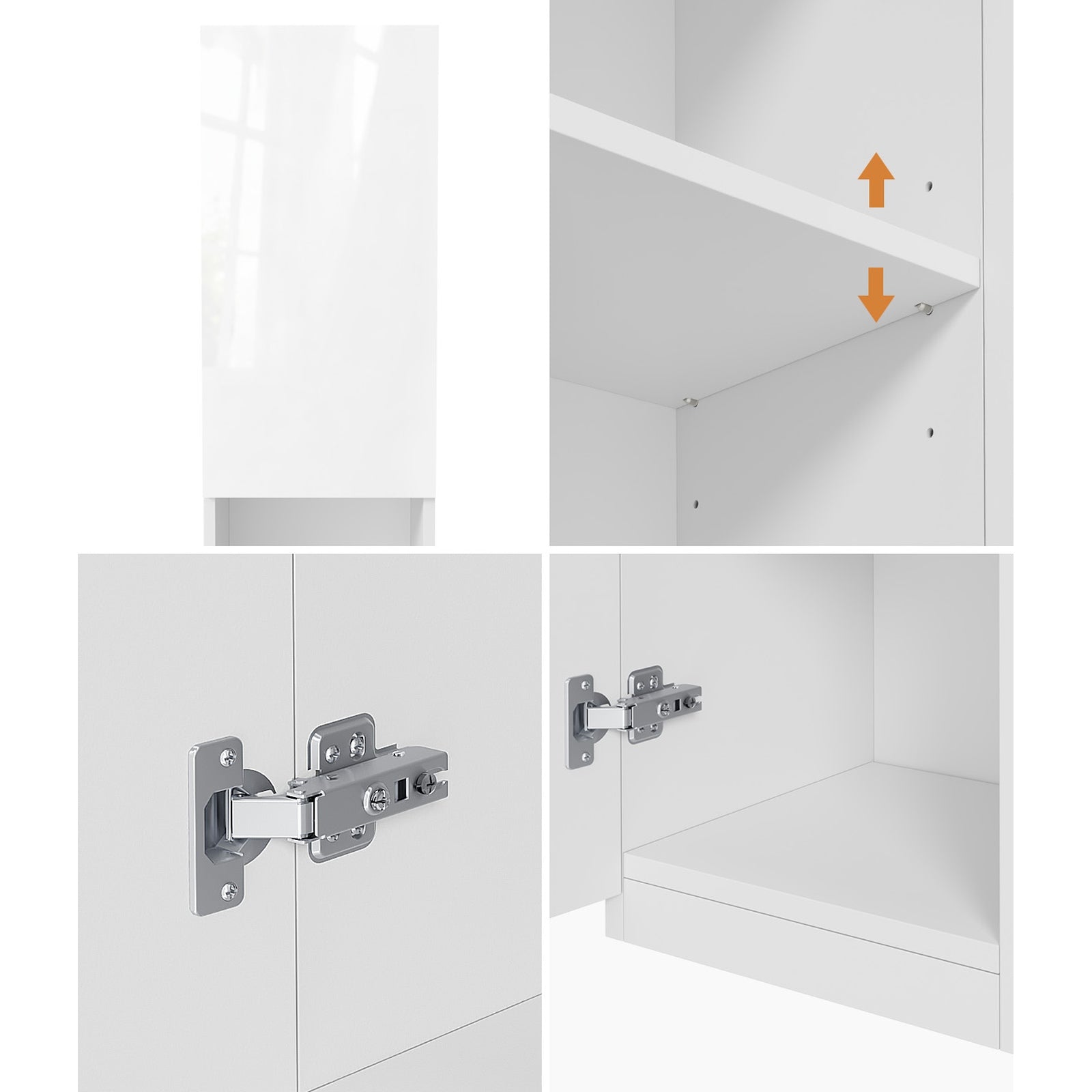 Oikiture Bathroom Cabinet Storage High Gloss Tall Cupboard Toilet Shelf White