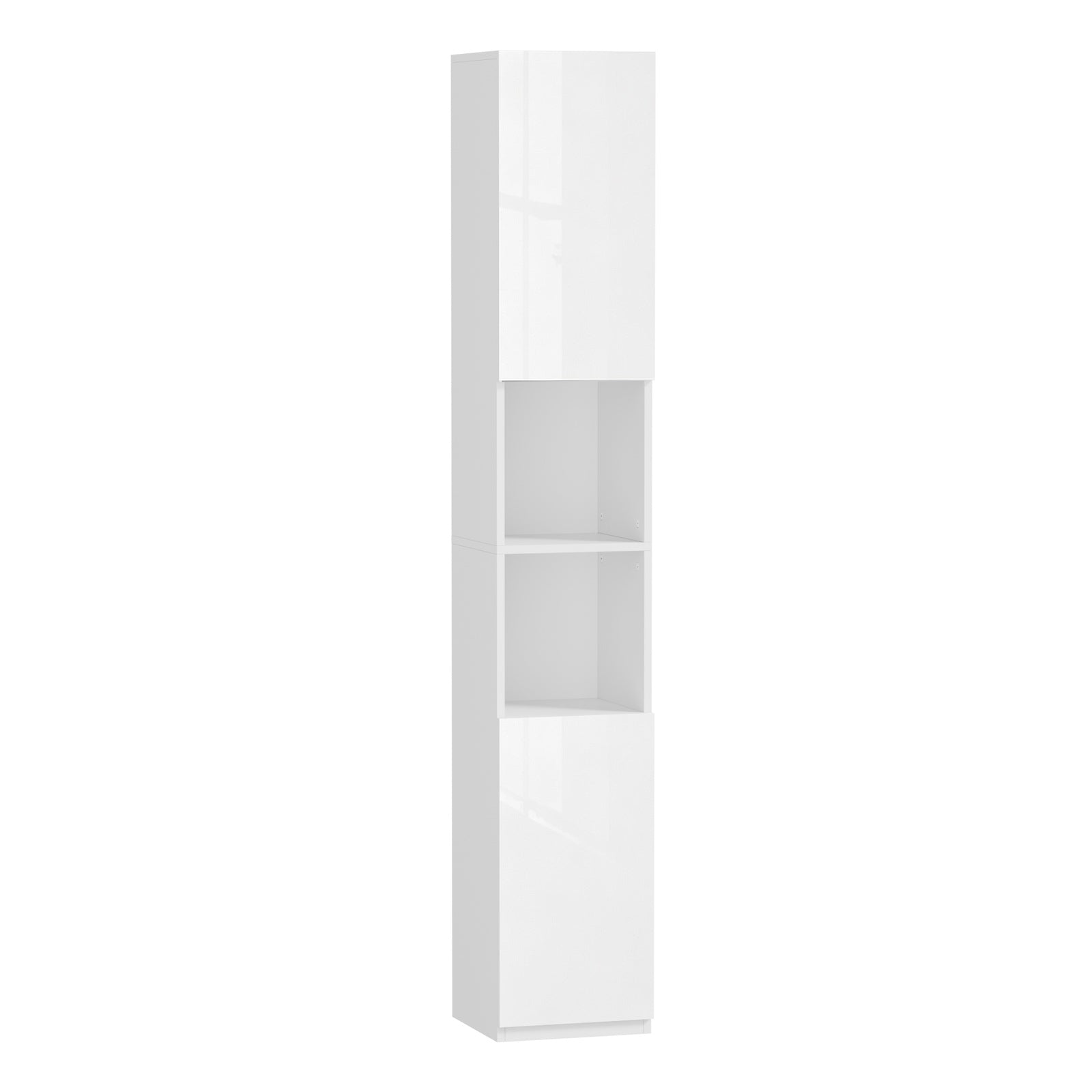 Oikiture Bathroom Cabinet Storage High Gloss Tall Cupboard Toilet Shelf White