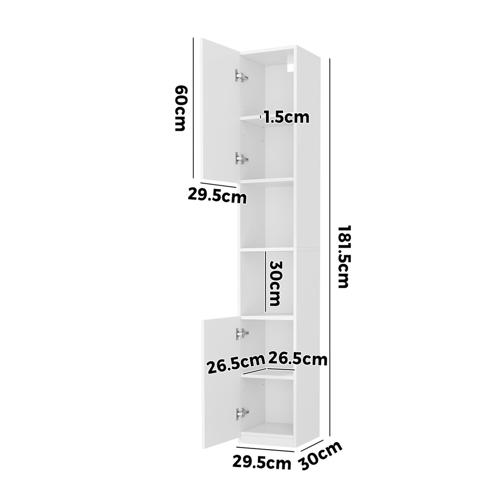 Oikiture Bathroom Cabinet Storage High Gloss Tall Cupboard Toilet Shelf White