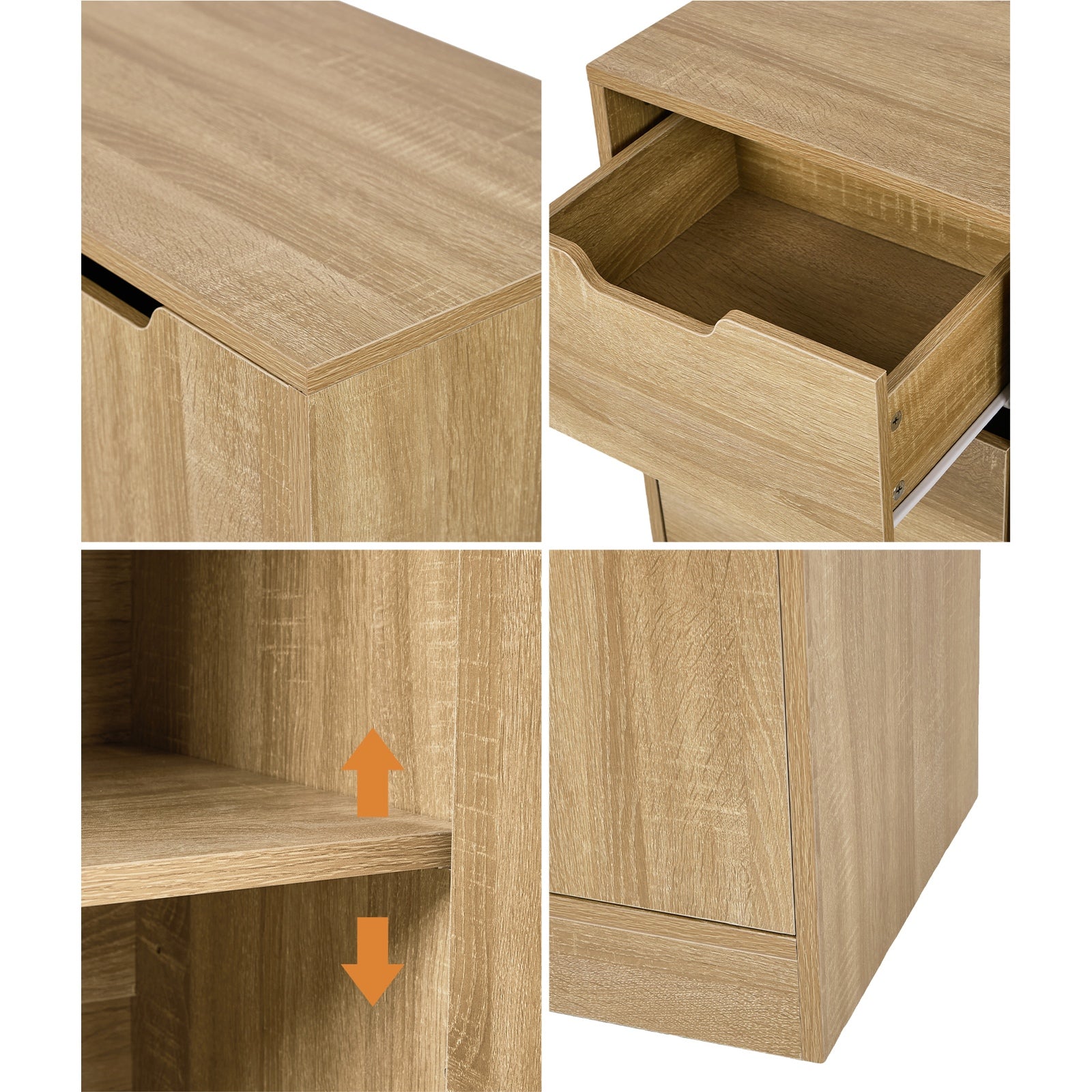 Oikiture Storage Cabinet Bathroom Buffet 4 Drawer Freestanding Cupboard Natural