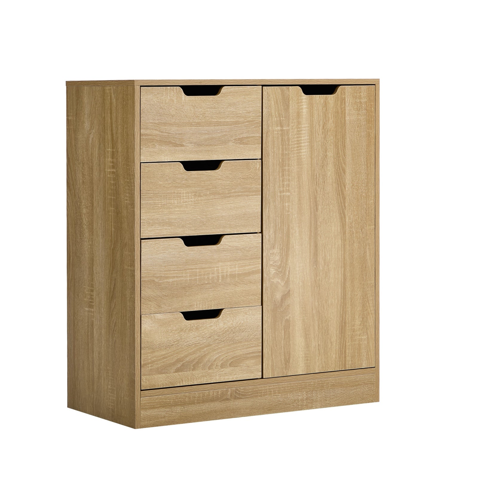 Oikiture Storage Cabinet Bathroom Buffet 4 Drawer Freestanding Cupboard Natural