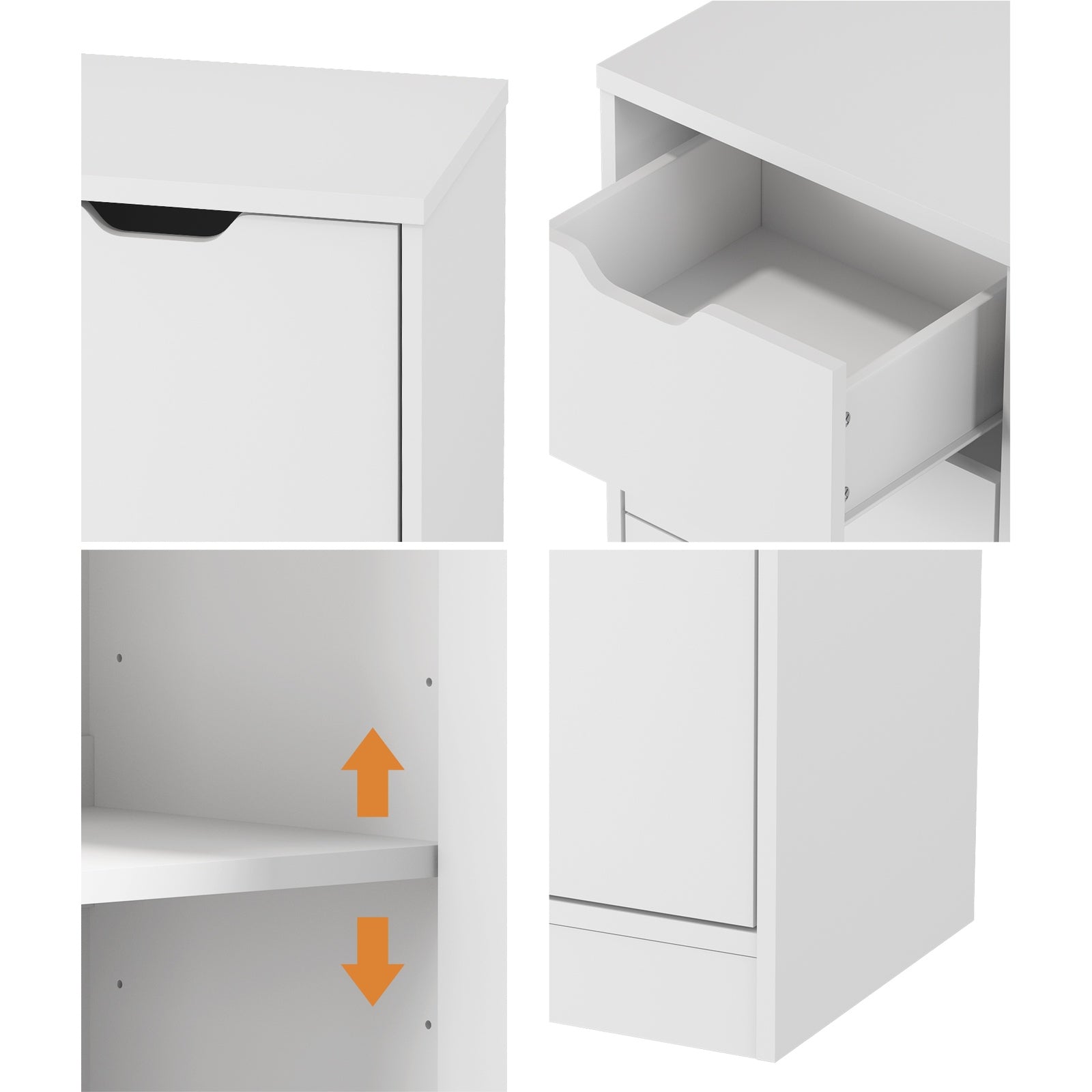 Oikiture Storage Cabinet Bathroom Buffet 4 Drawer Freestanding Cupboard White