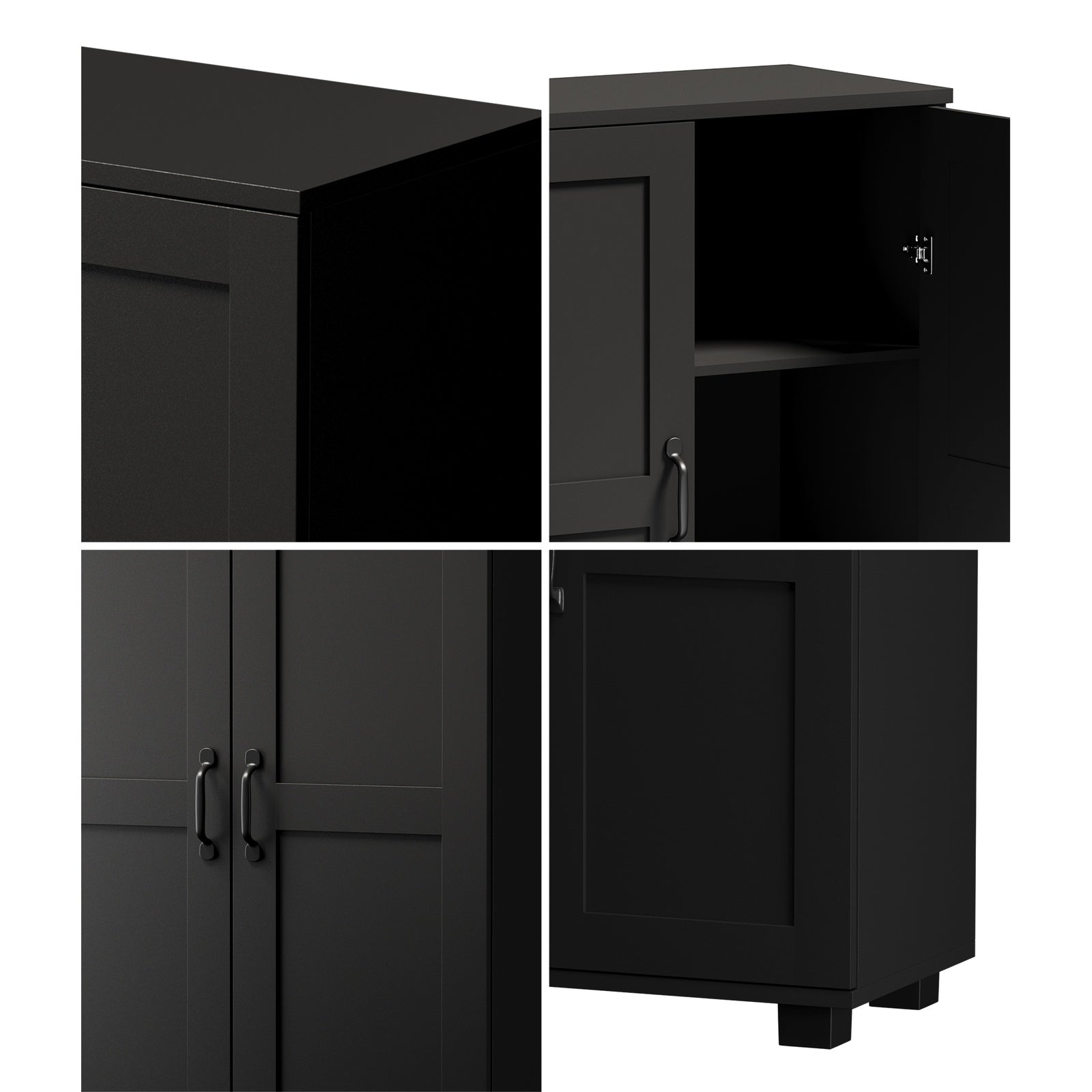 Oikiture Storage Cabinet Bathroom Buffet Sideboard 2 Door Cupboard Black - Sunyee