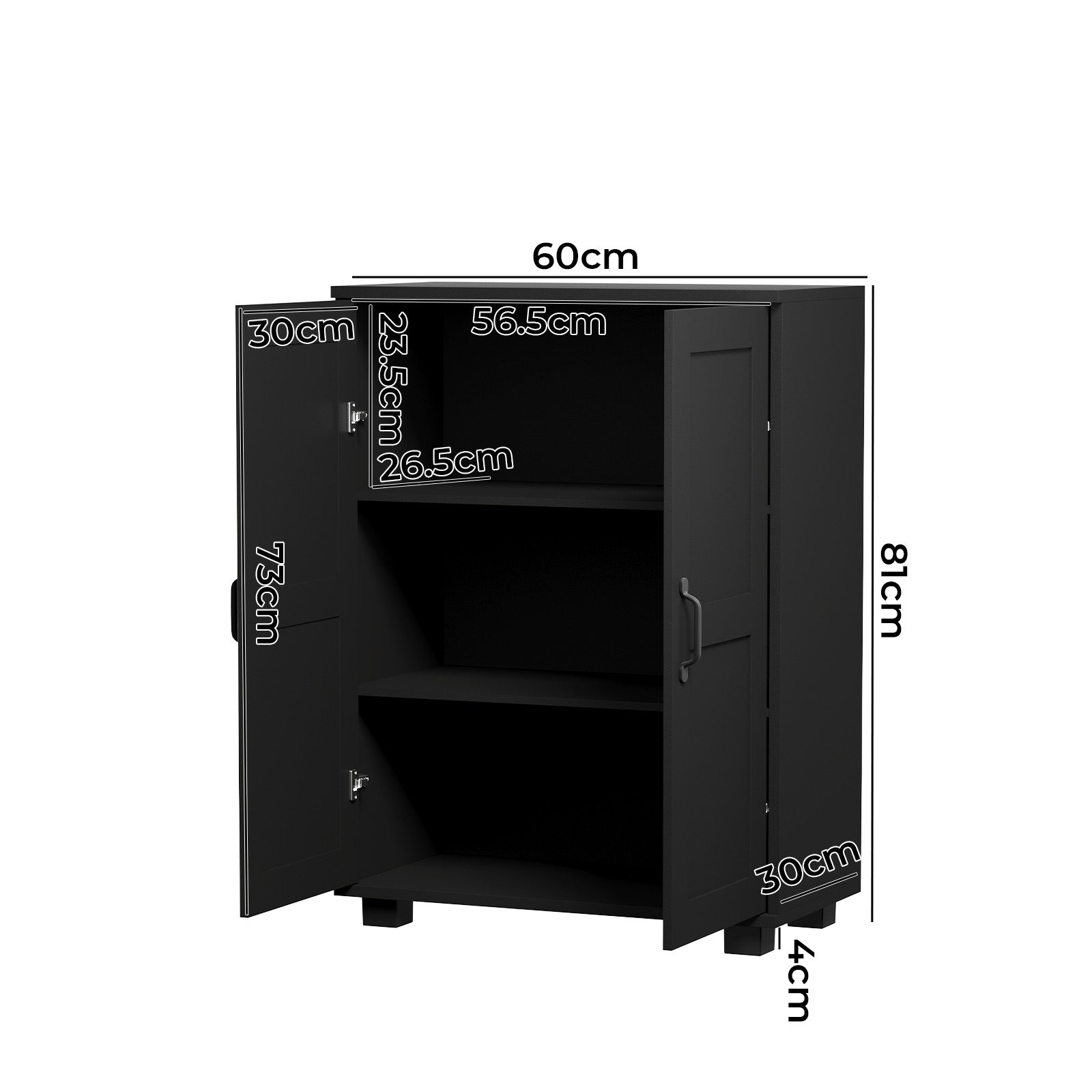 Oikiture Storage Cabinet Bathroom Buffet Sideboard 2 Door Cupboard Black - Sunyee
