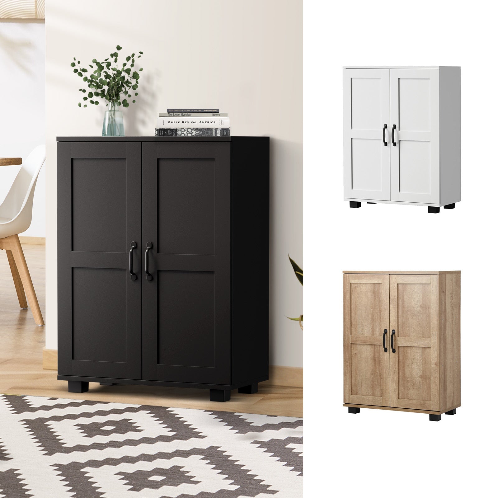 Oikiture Storage Cabinet Bathroom Buffet Sideboard 2 Door Cupboard - Sunyee