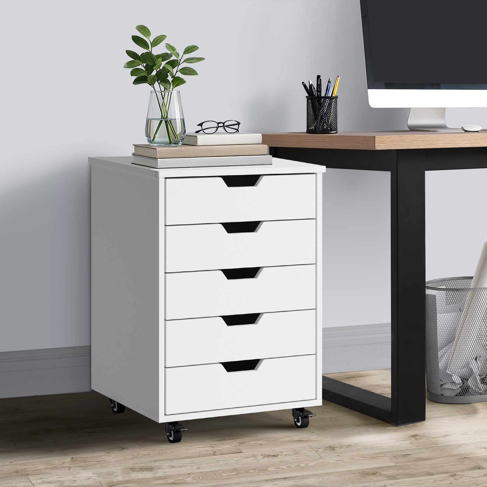 Oikiture Filing Cabinet Mobile Office Storage Cabinet