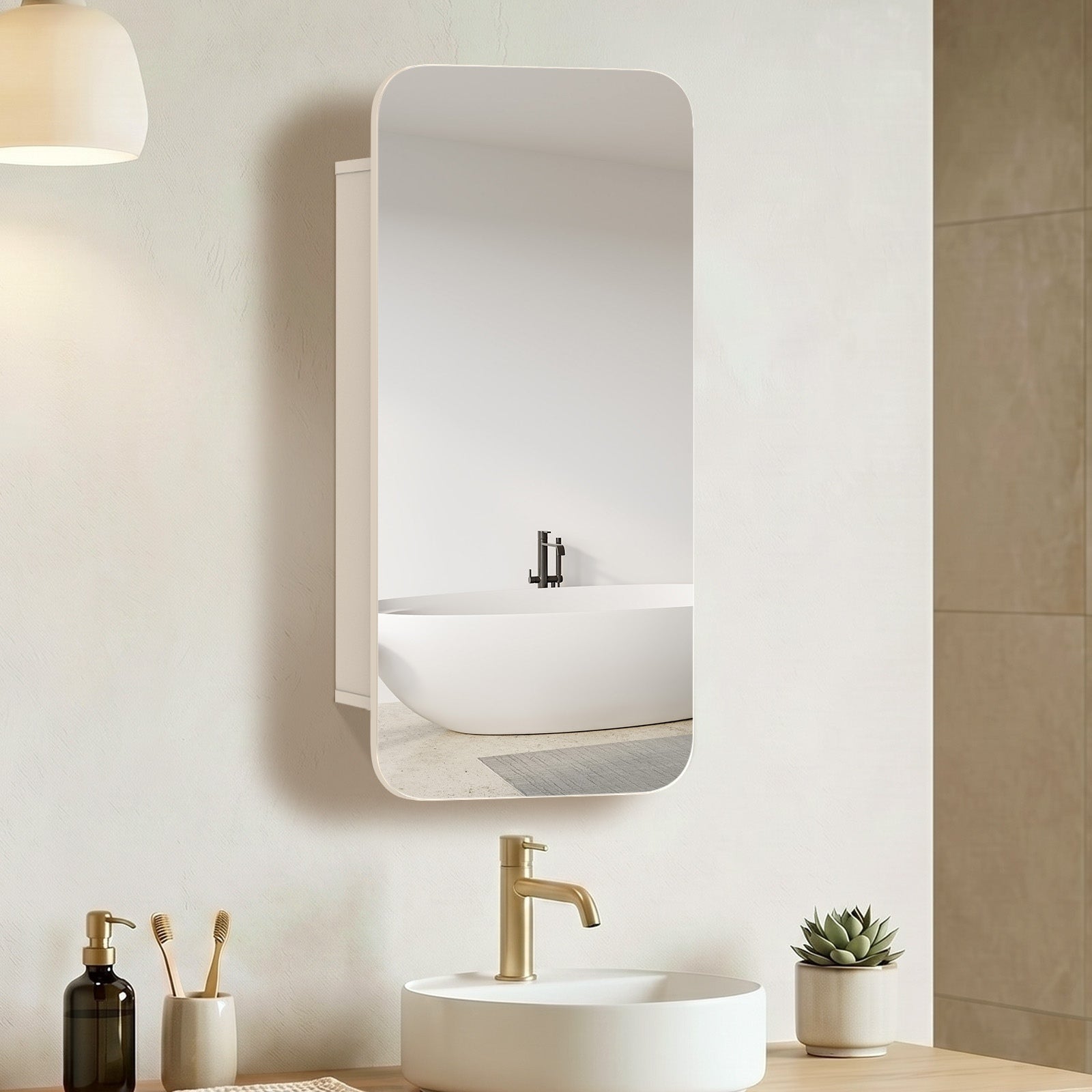 Welba Bathroom Mirror Cabinet Organiser 3-Tier Adjustable Shelves Makeup