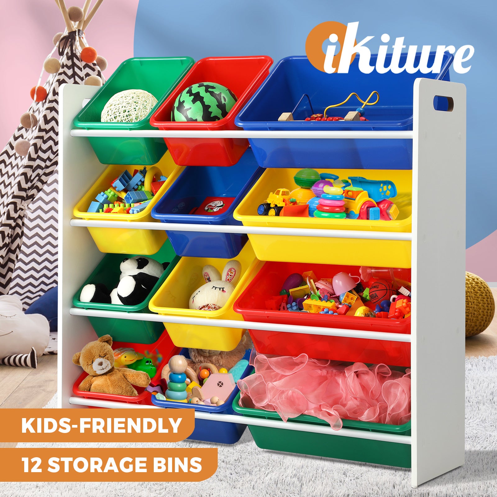 Oikiture Kids Toy Box Organiser Display Shelf Storage Rack Drawer - Sunyee