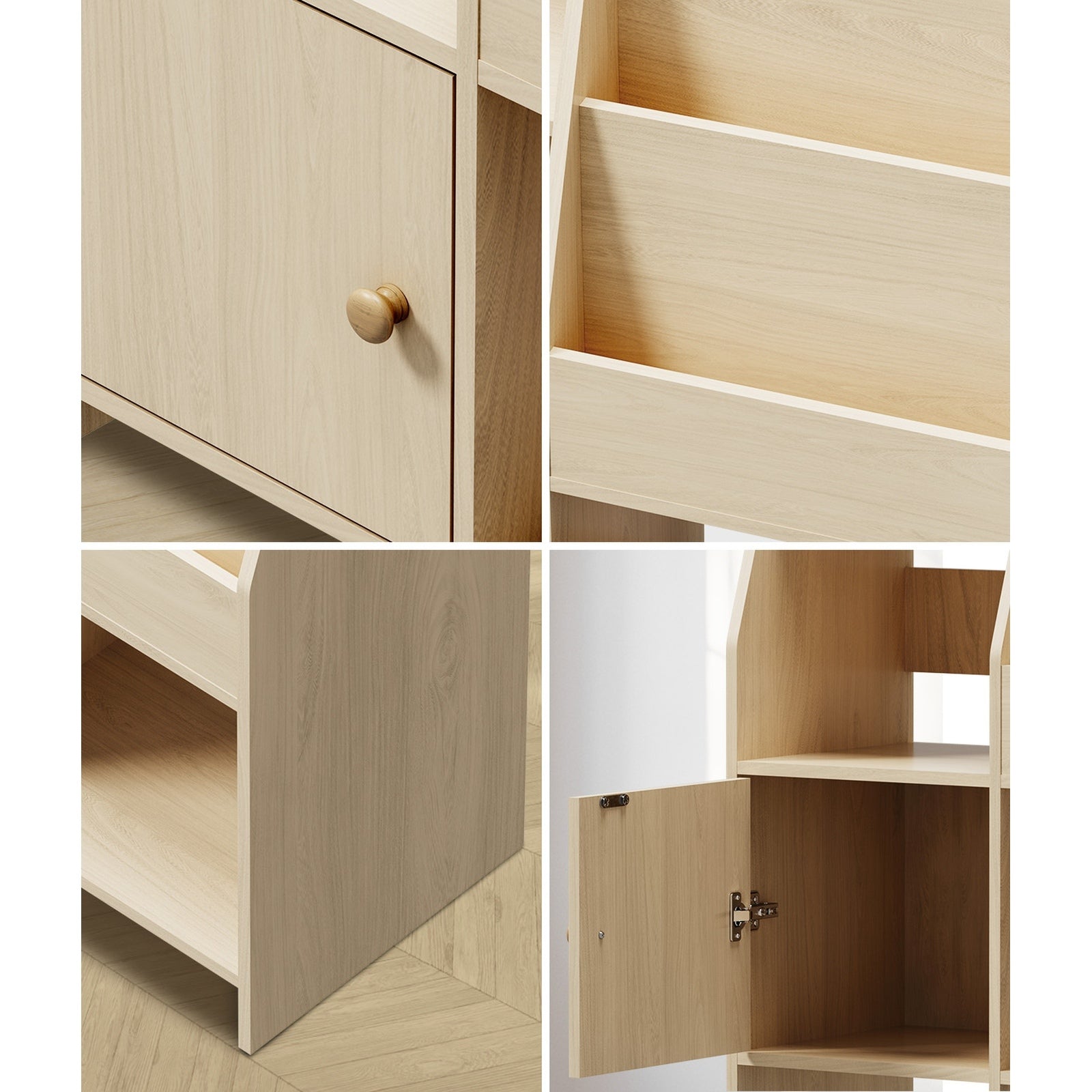 Oikiture Kids Bookshelf Organiser Toddler Toys Storage Magazine Rack Natural
