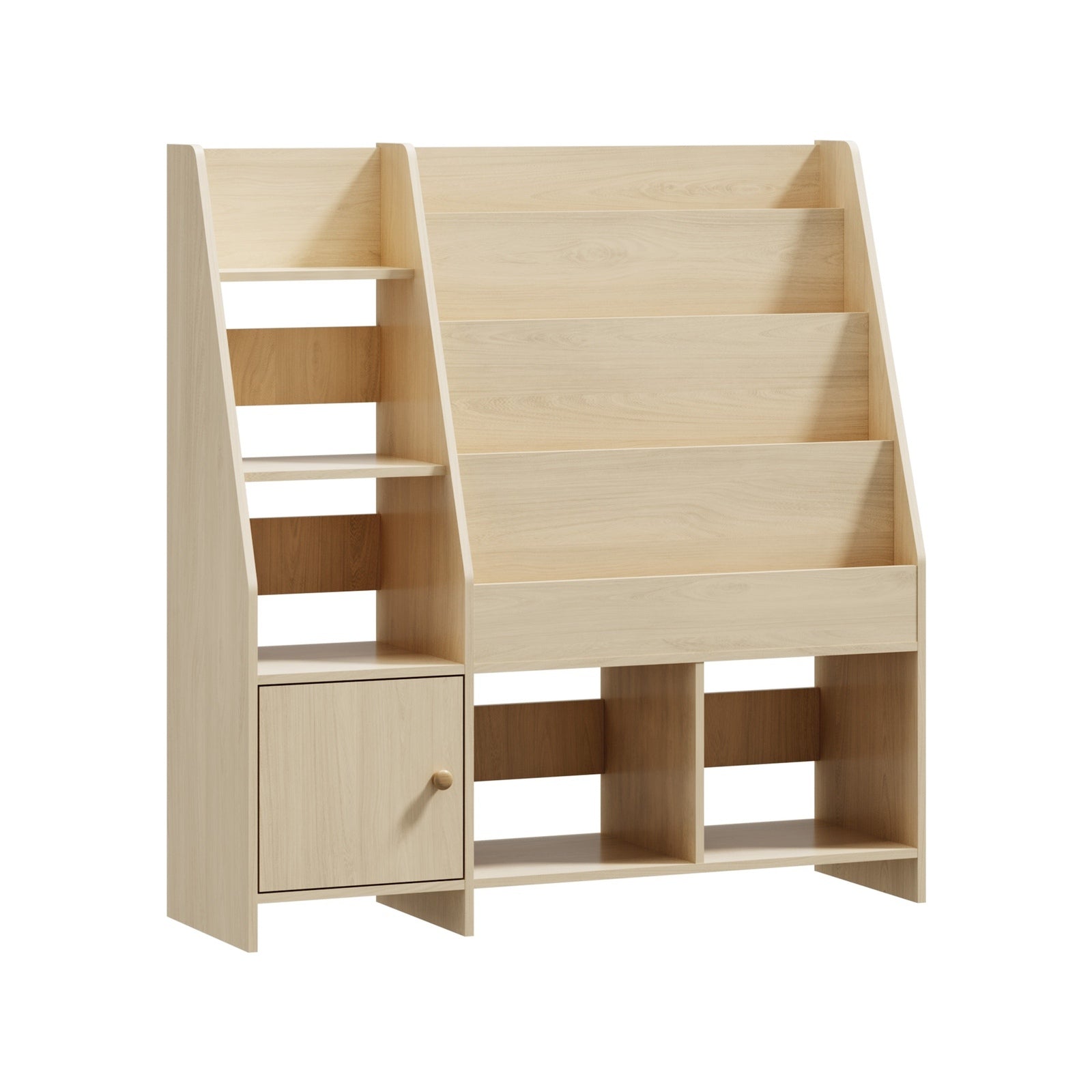 Oikiture Kids Bookshelf Organiser Toddler Toys Storage Magazine Rack Natural