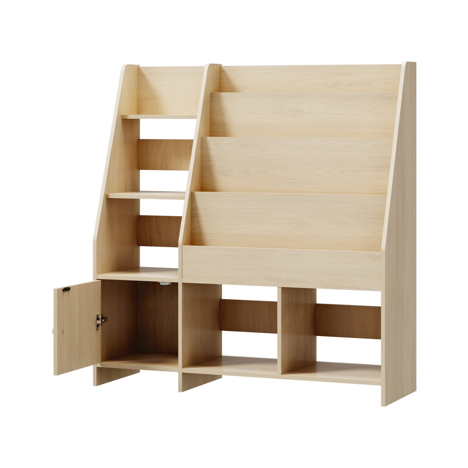 Oikiture Kids Bookshelf Organiser Toddler Toys Storage Magazine Rack Natural
