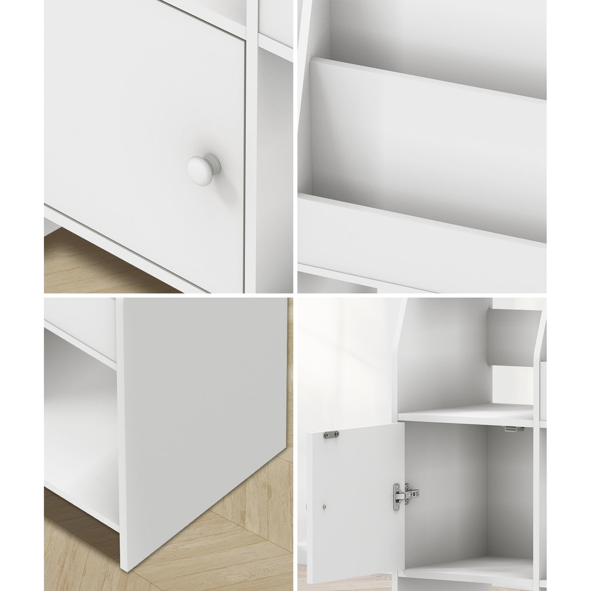 Oikiture Kids Bookshelf Organiser Toddler Toys Storage Magazine Rack White