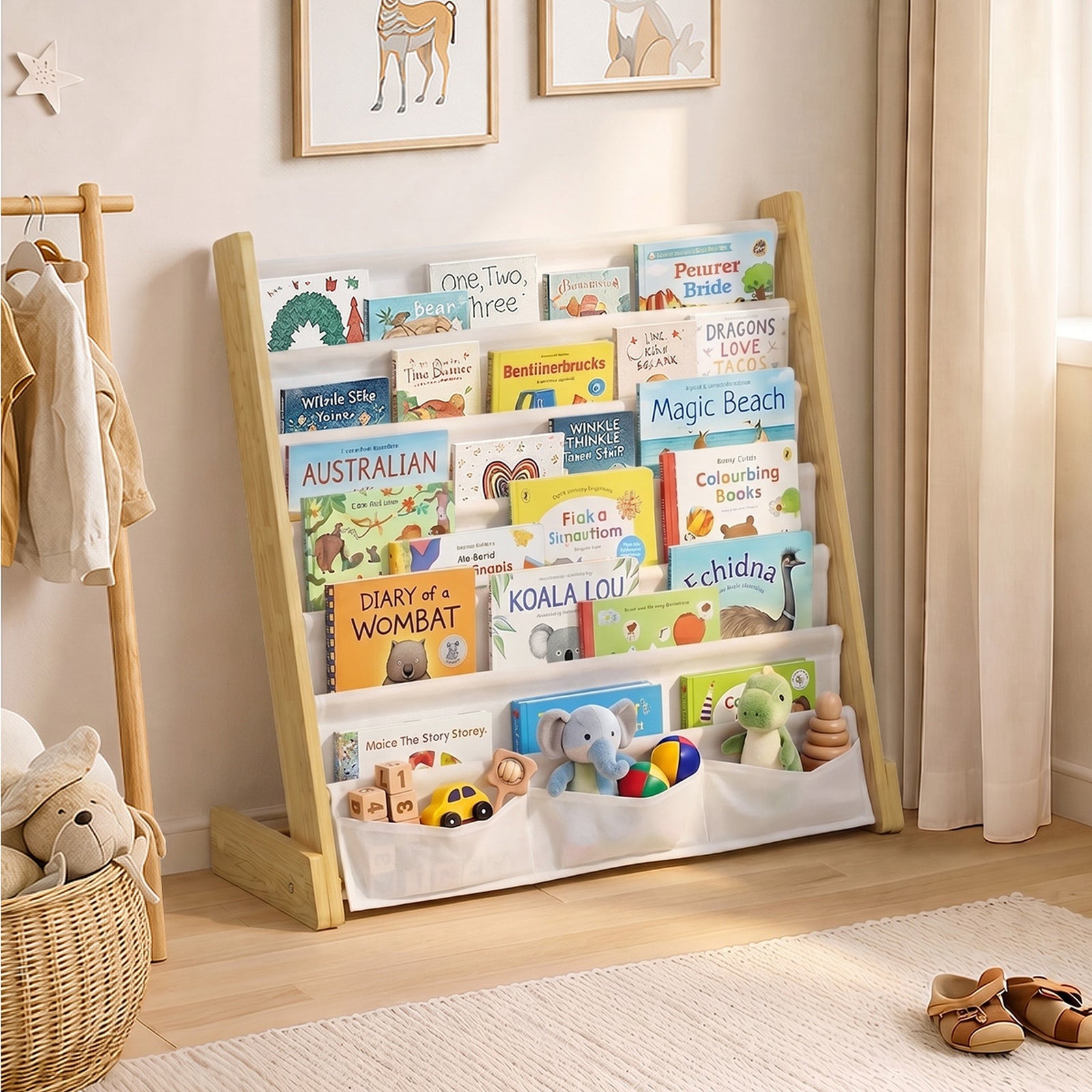 Oikiture Kids Bookshelf Bookcase Children Magazine Rack Display Shelf Organiser