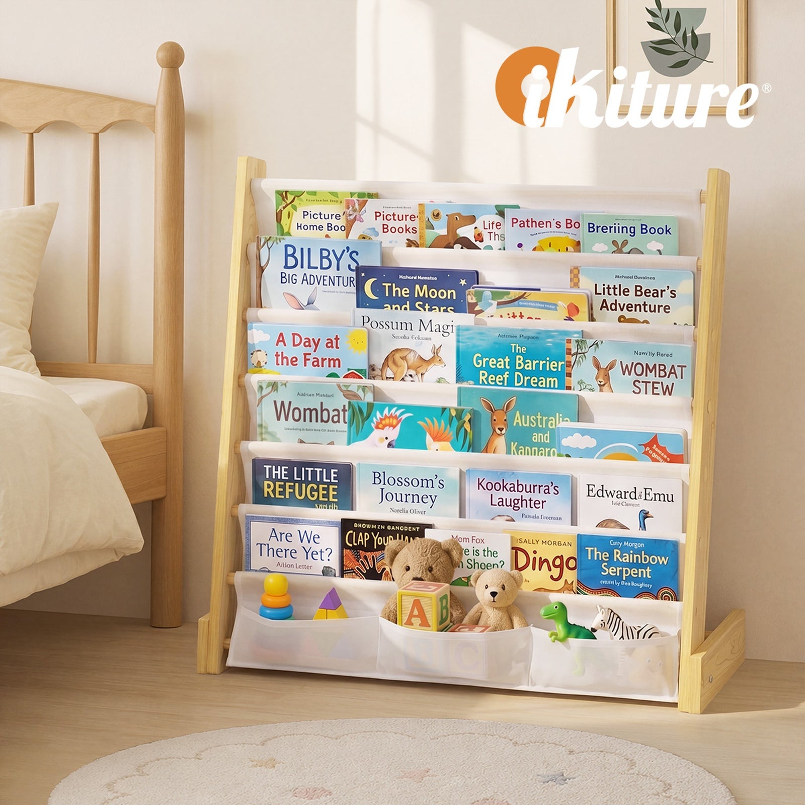 Oikiture Kids Bookshelf Bookcase Children Magazine Rack Display Shelf Organiser