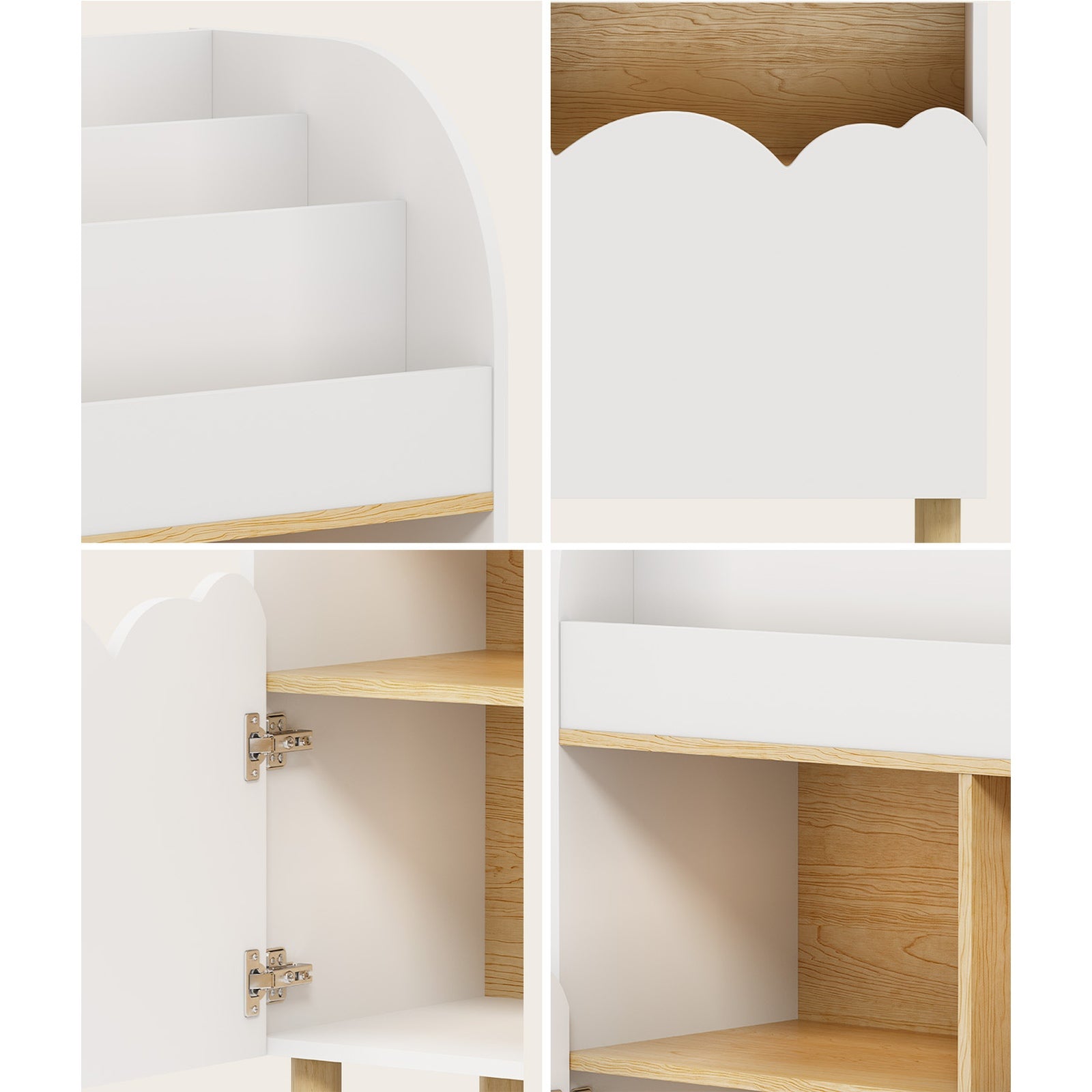 Oikiture Kids Storage Organiser Rack Toddler Bookshelf Toy Shelves White