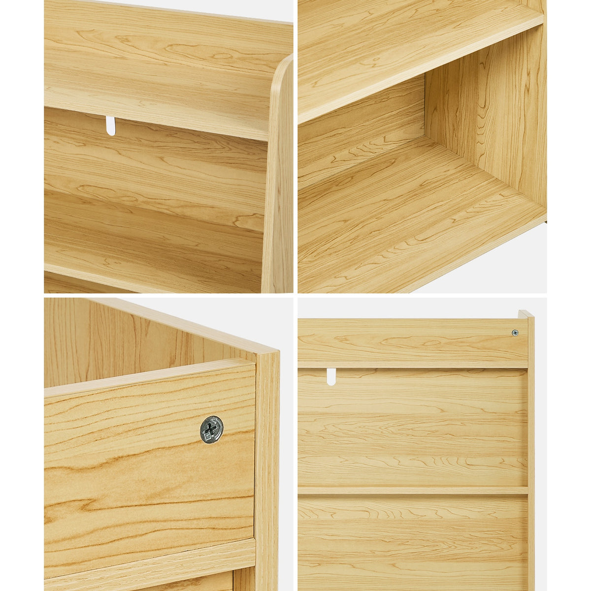 Oikiture Kids Storage Bookshelf Organiser 3 Tier Open Shelves Rack Natural - Sunyee