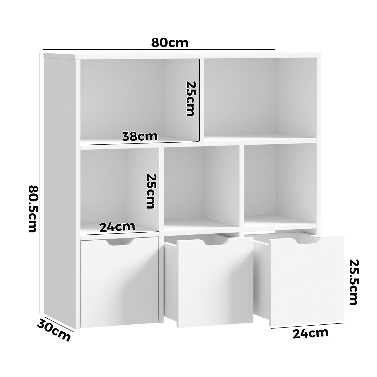 Oikiture Kids Bookcase Toy Organiser Cabinet With Removable Box Storage White - Sunyee