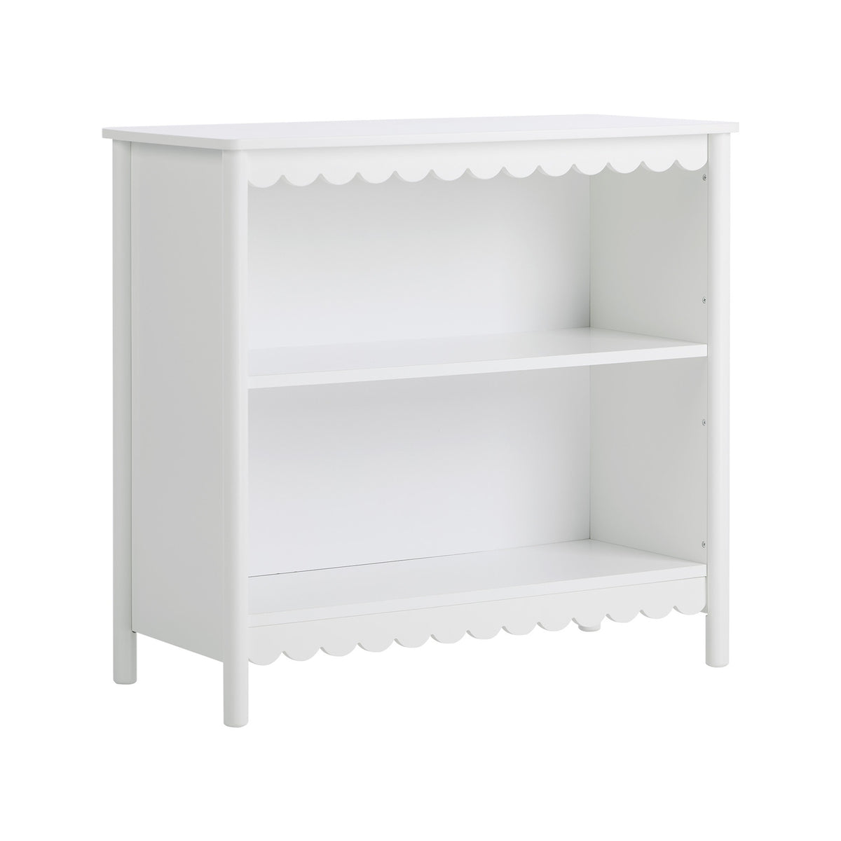 Oikiture Kids Storage Bookshelf 2 Tier Display Shelf Scalloped Edge White
