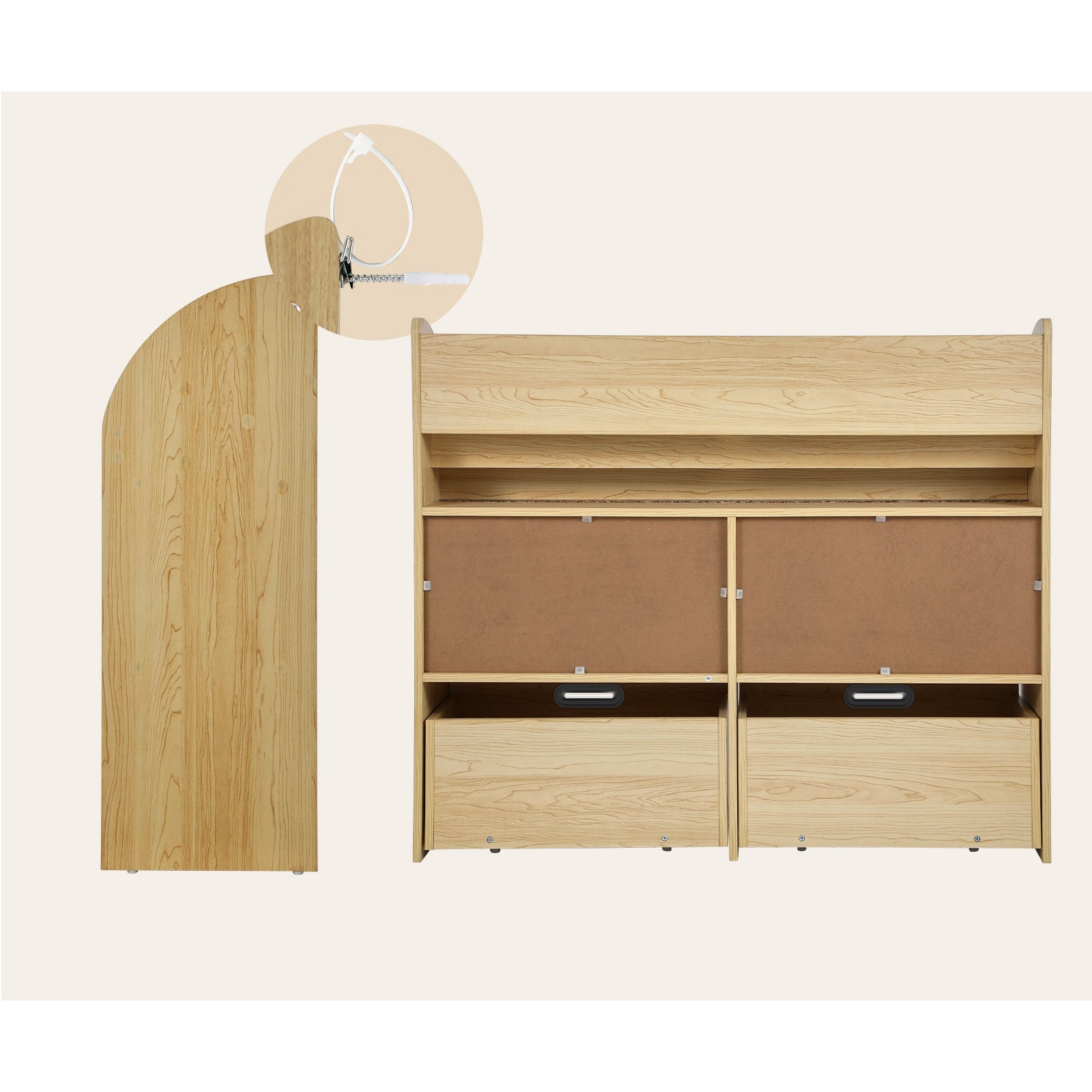 Oikiture Kids Bookshelf Children Bookcase Toy Storage Box Display Shelf Natural