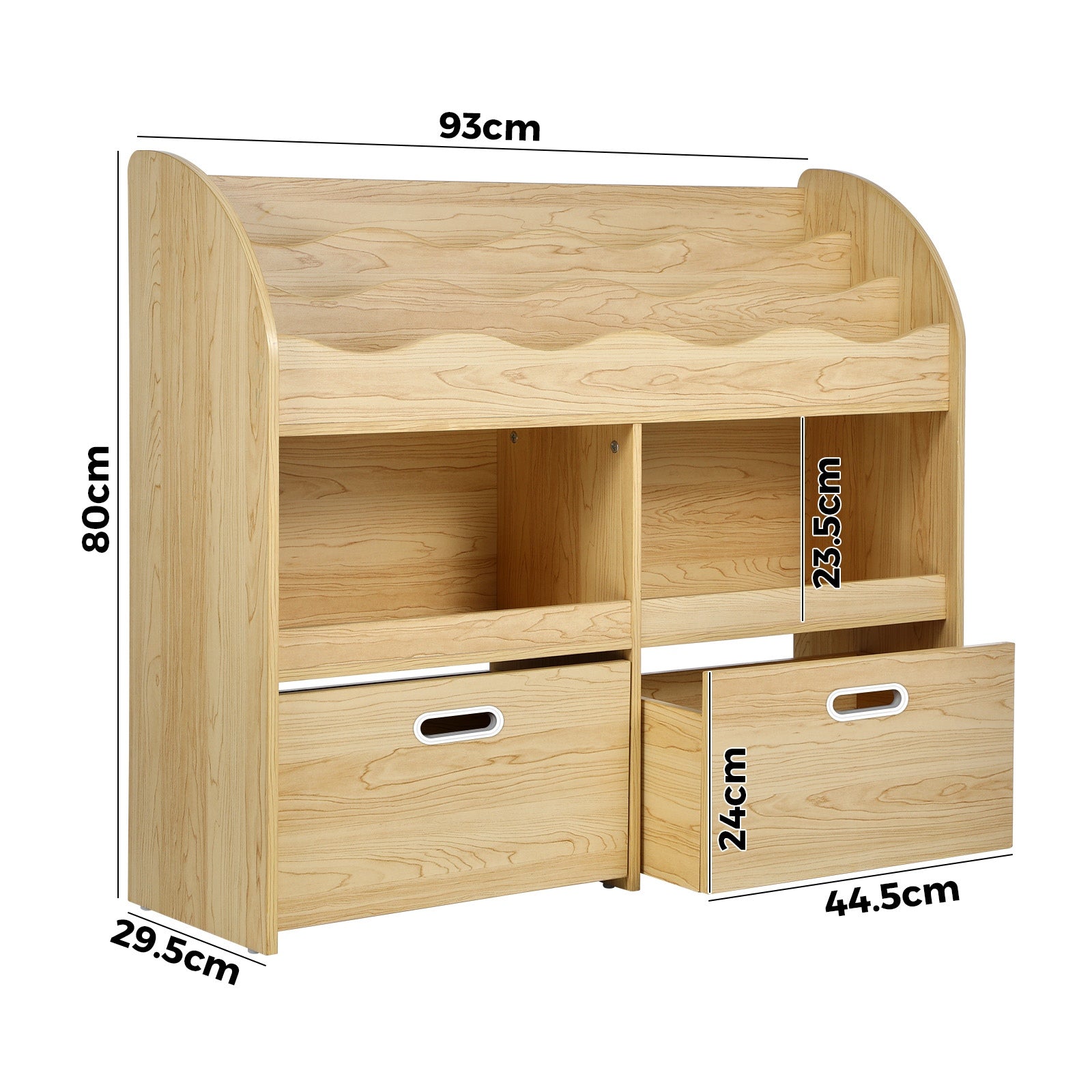 Oikiture Kids Bookshelf Children Bookcase Toy Storage Box Display Shelf Natural