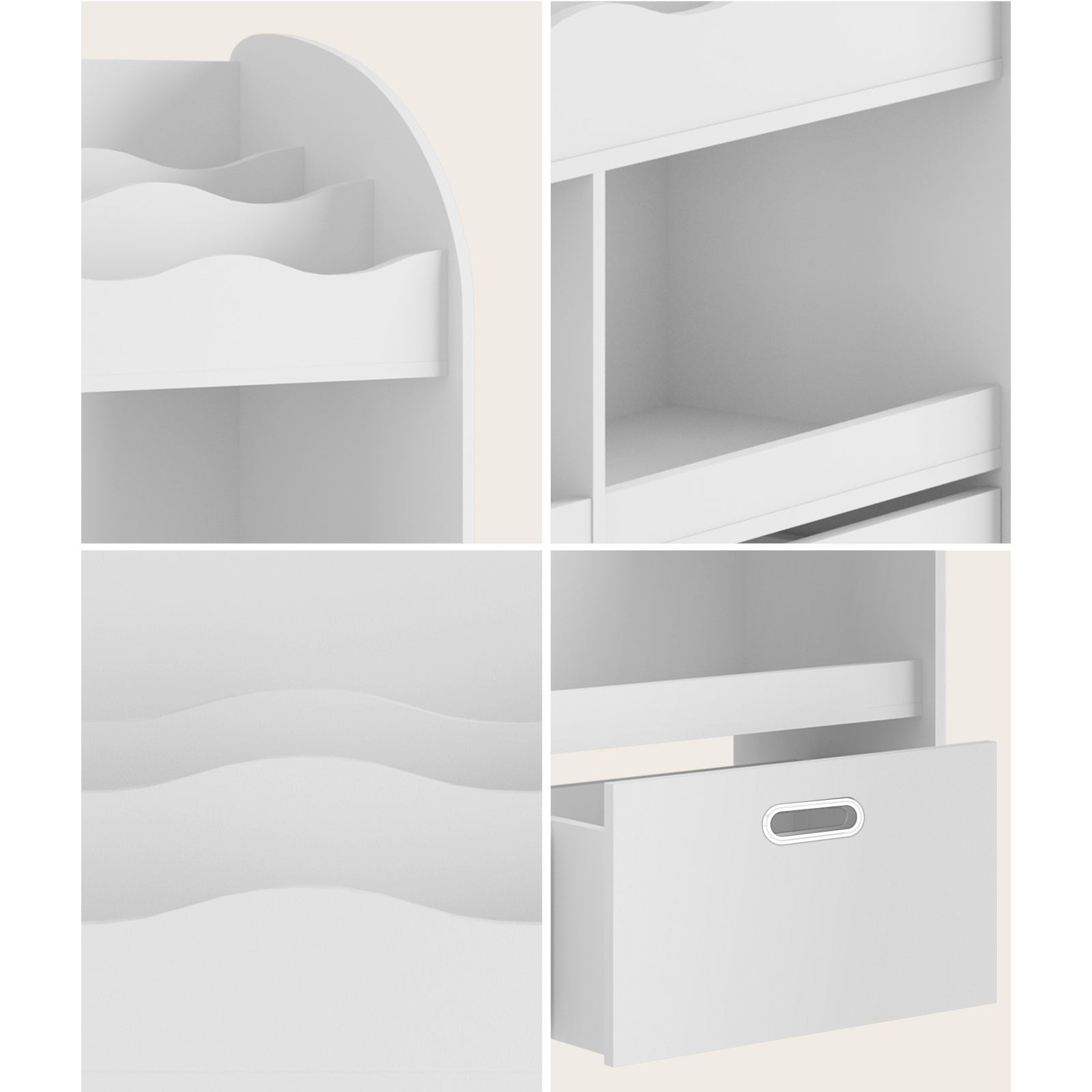Oikiture Kids Bookshelf Children Bookcase Toy Storage Box Display Shelf White - Sunyee