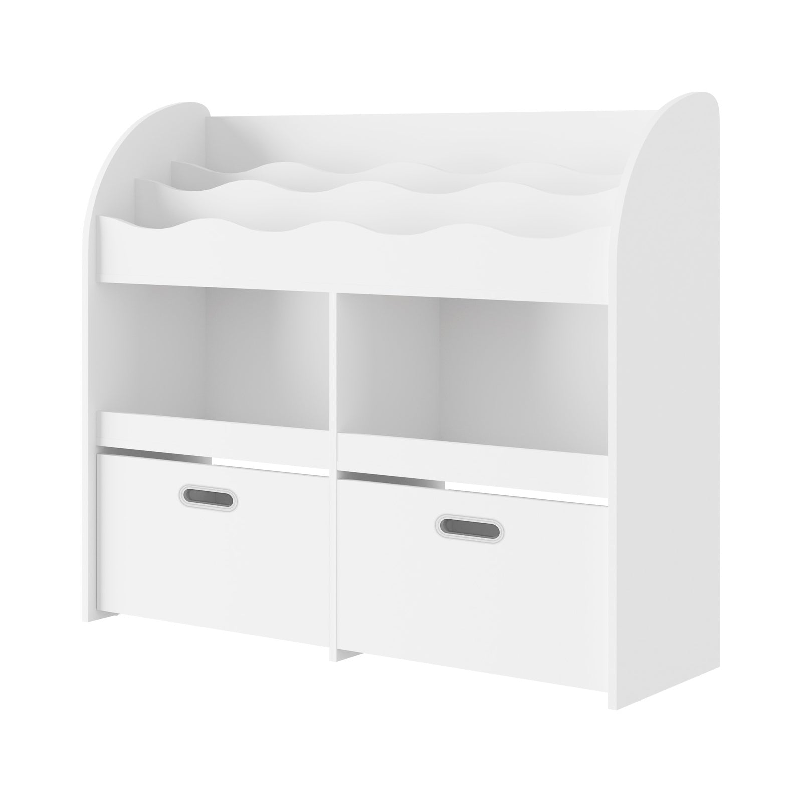 Oikiture Kids Bookshelf Children Bookcase Toy Storage Box Display Shelf White - Sunyee