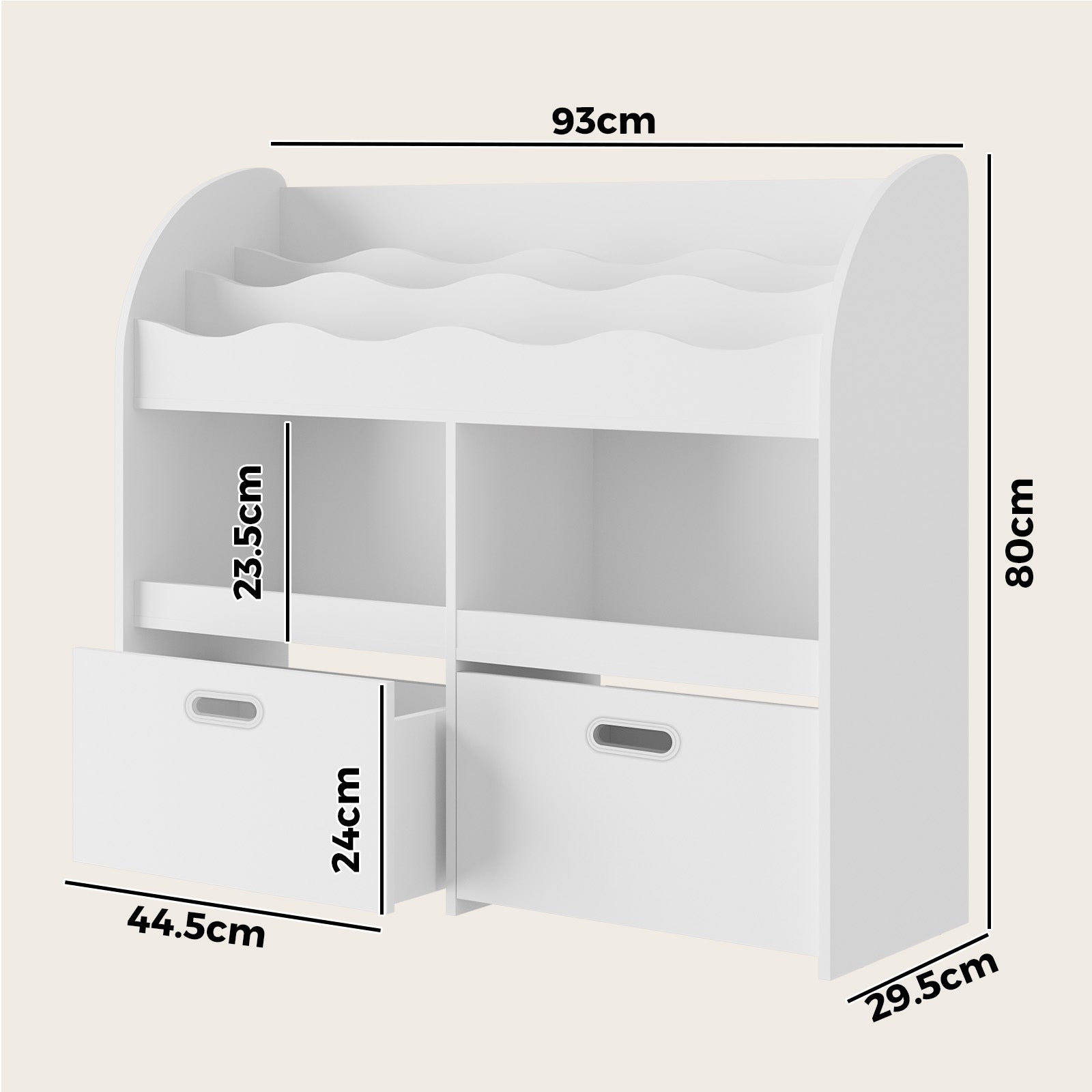 Oikiture Kids Bookshelf Children Bookcase Toy Storage Box Display Shelf White - Sunyee