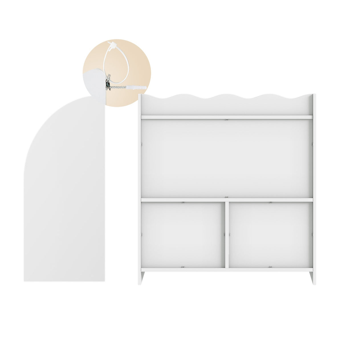 Oikiture Kids Storage Bookshelf Open Shelves Organiser Scalloped Edge White